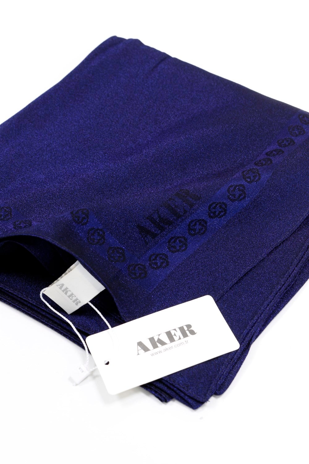 Aker Simli Monogram Eşarp - Düz Renk - 1040200-323 - Lacivert