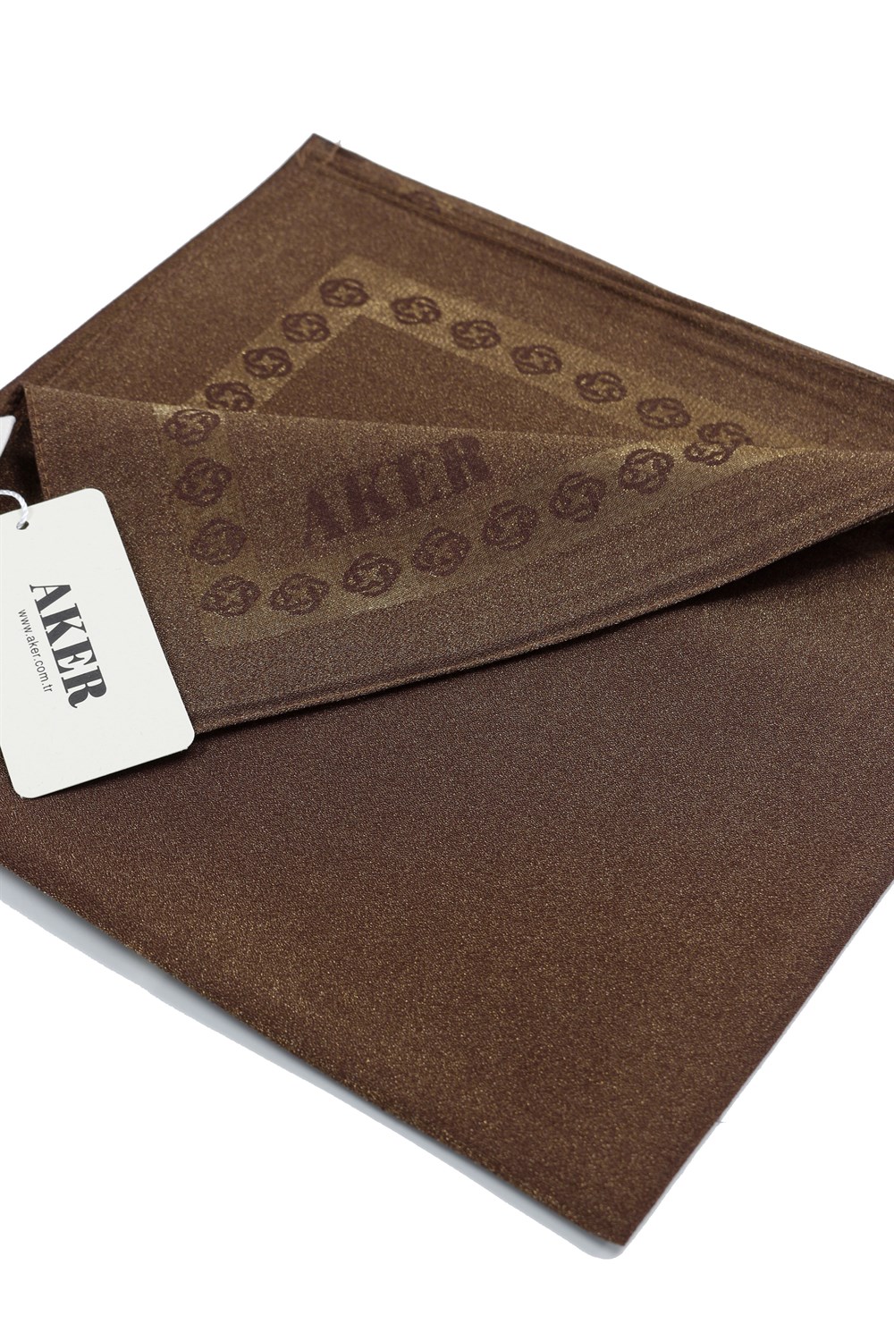 Aker Simli Monogram Eşarp - Düz Renk - 1040200-331 - Kahverengi