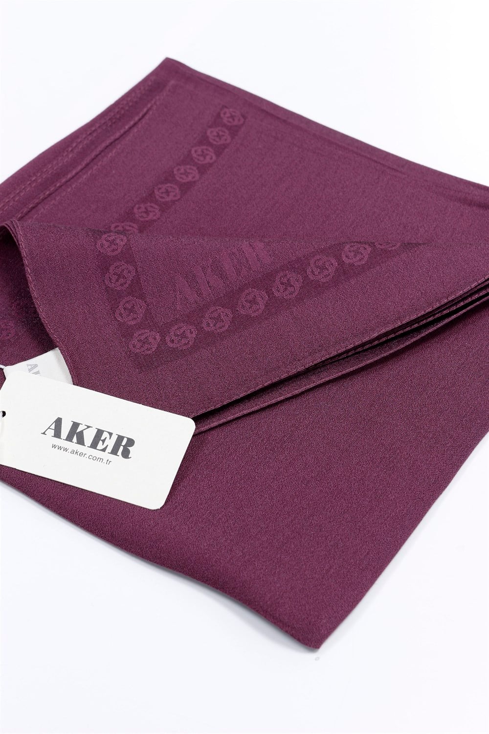 Aker Simli Monogram Eşarp - Düz Renk - 1040200-392 - Mürdüm