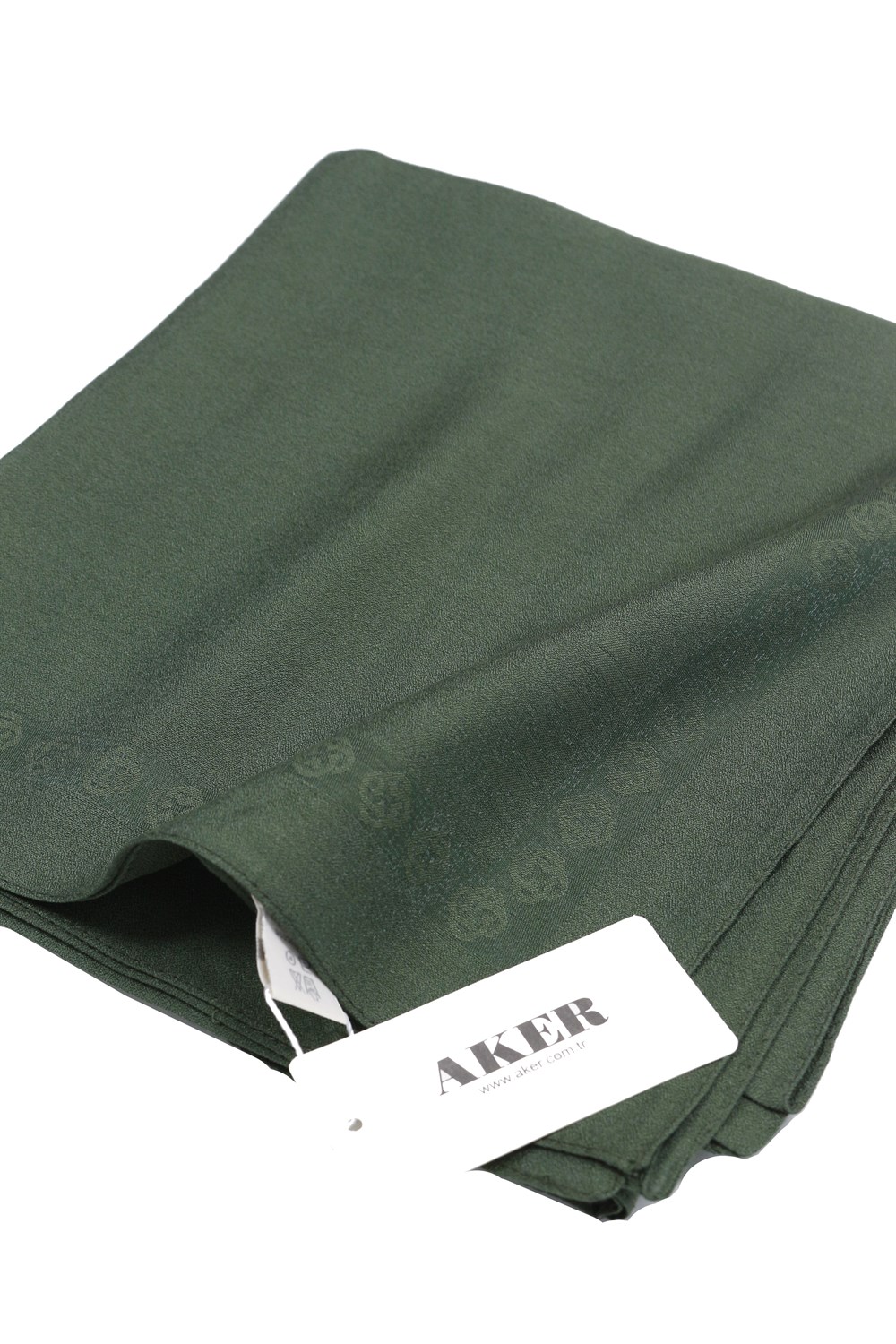 Aker Simli Monogram Eşarp - Düz Renk - 1040200-351A - Yeşil