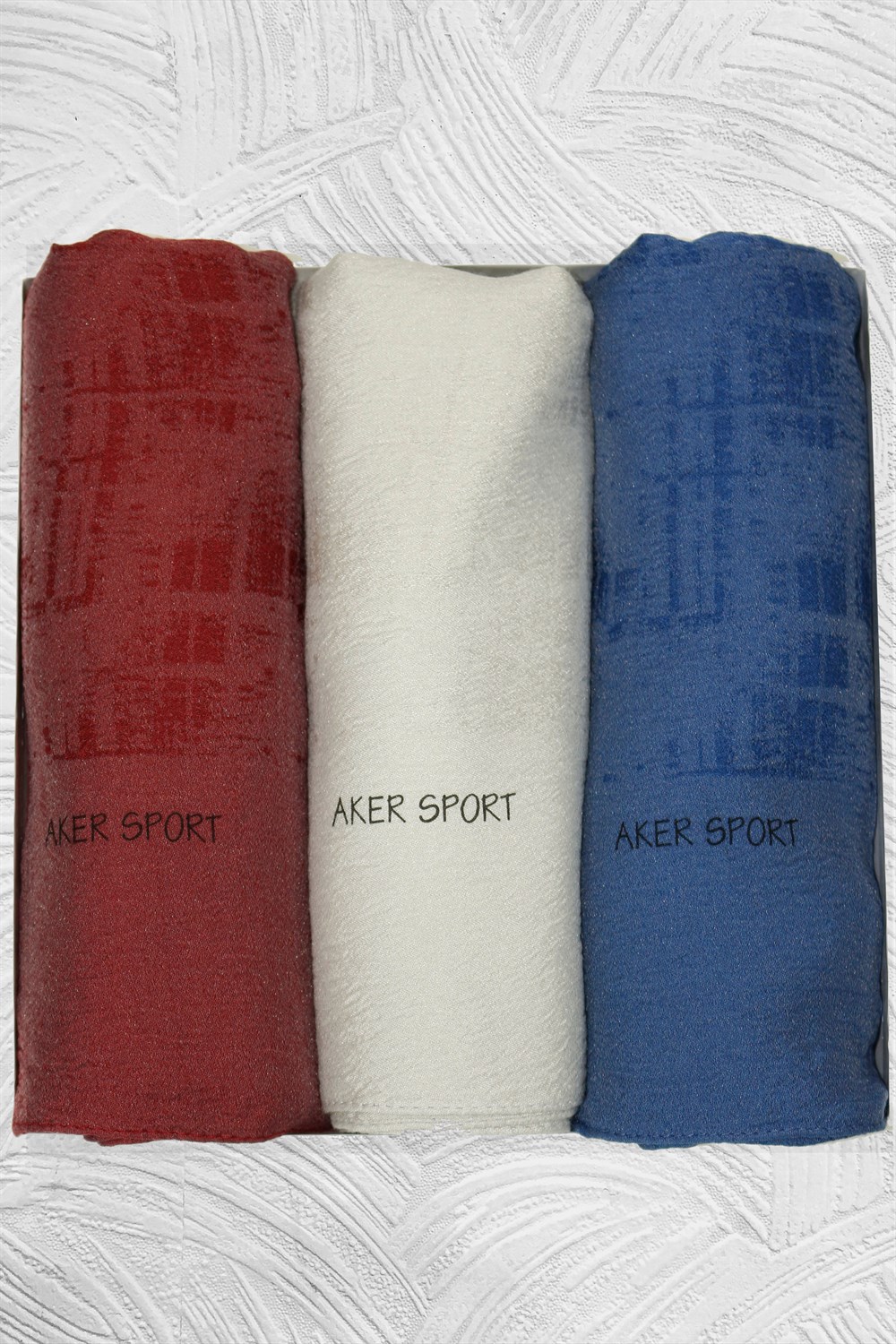 Aker Sport Hayal, Modal Şal - 3'lü Set - Kırmızı, Gümüş, Mavi