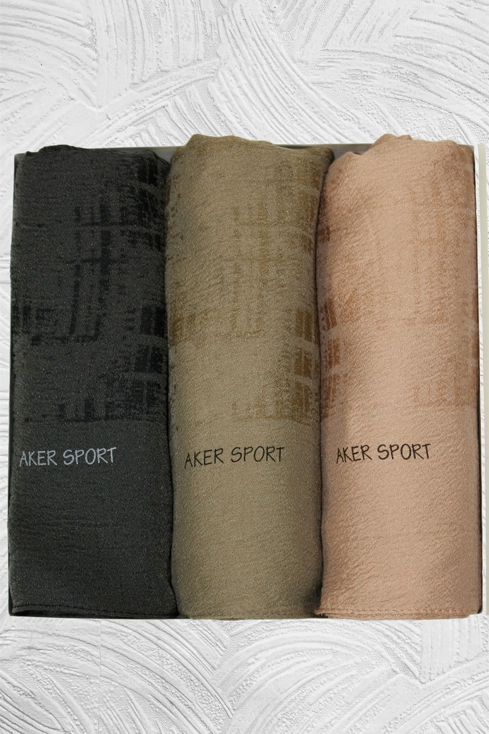 Aker Sport Hayal, Modal Şal - 3'lü Set - Siyah, Haki, Kahve