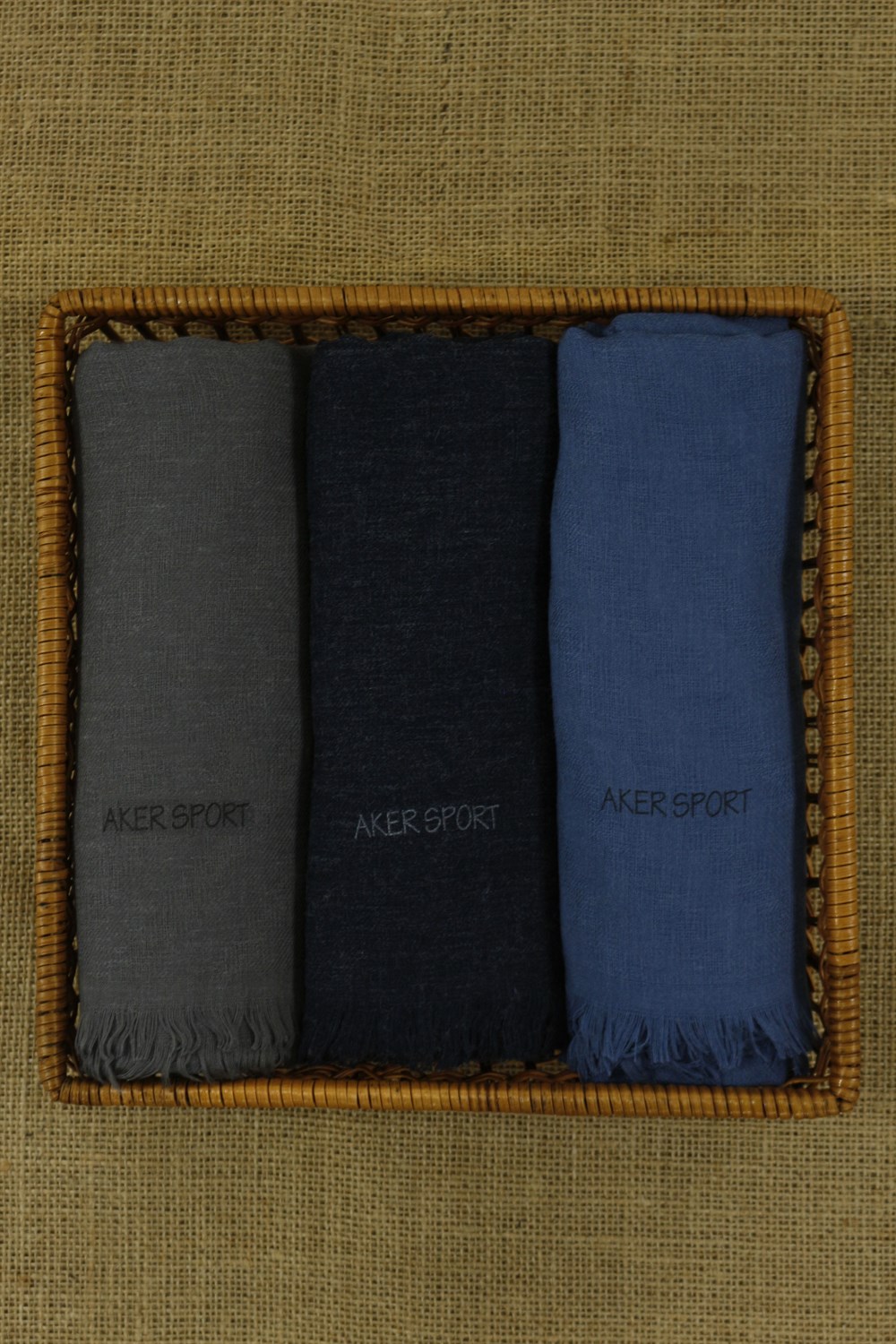 Aker Sport Kırçıllı Mevsimlik Şal - 3'lü Set - Lacivert, Füme, Mavi