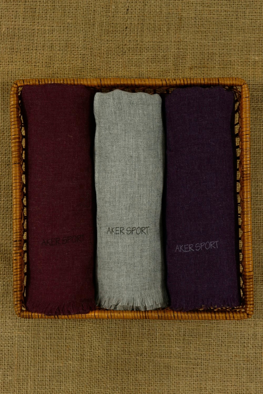 Aker Sport Kırçıllı Mevsimlik Şal - 3'lü Set - Bordo, Gri, Mürdüm