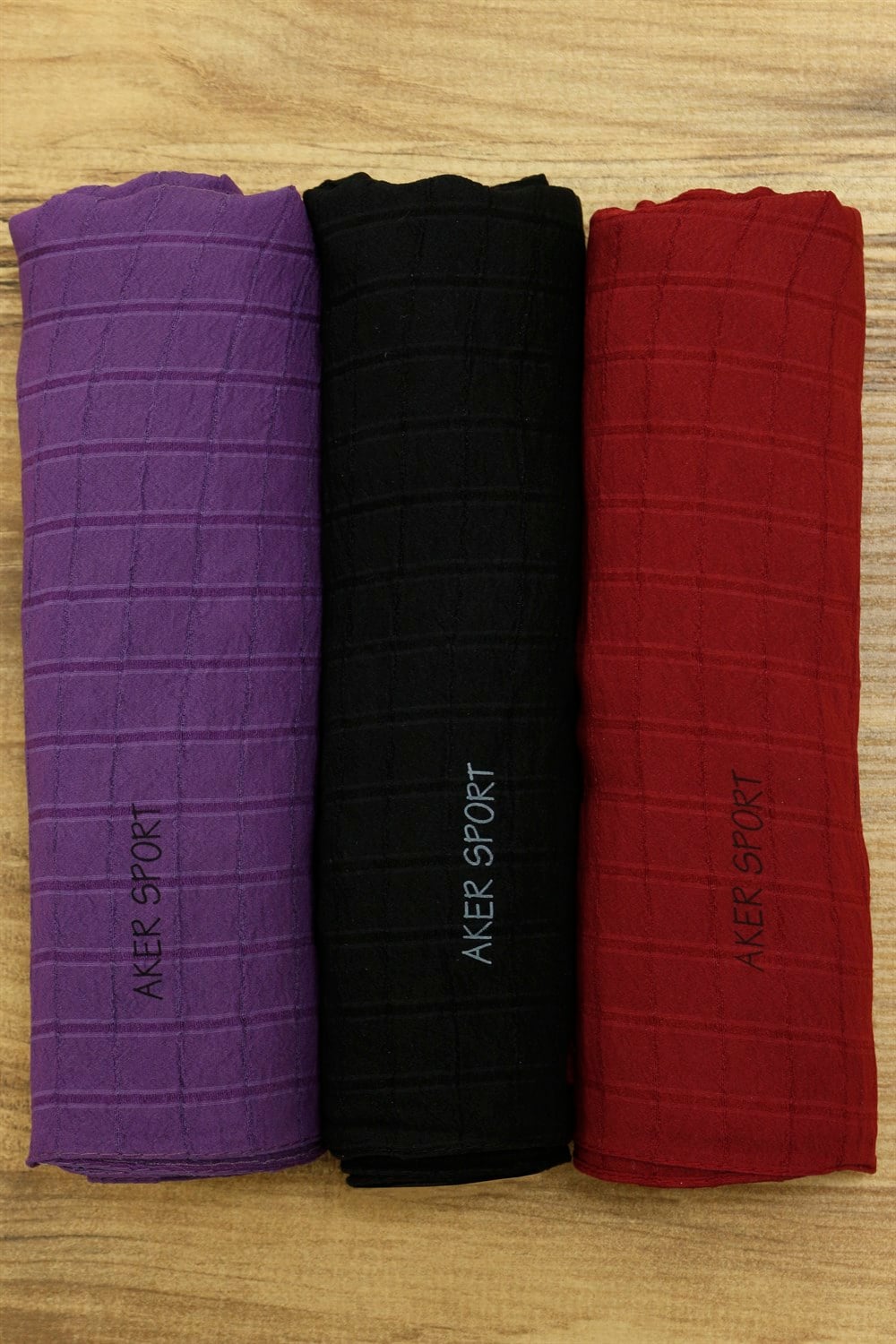 Aker Sport Mia Şal - 3'lü Set - Siyah, Mor, Kırmızı