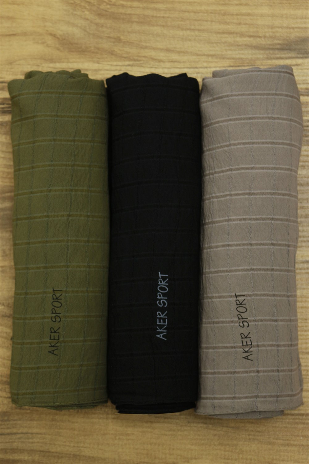 Aker Sport Mia Şal - 3'lü Set - Siyah, Yeşil, Vizon