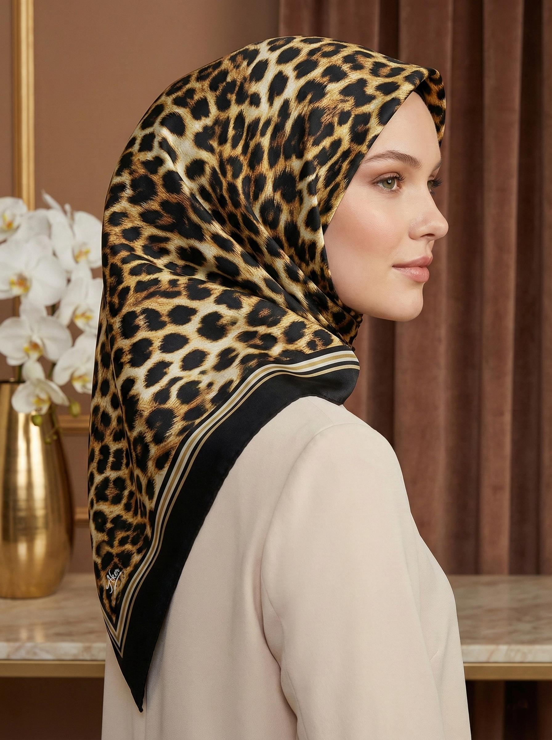 Aker Tivil Eşarp - Polyester Twill - 7984795-911 - Leopar Desen