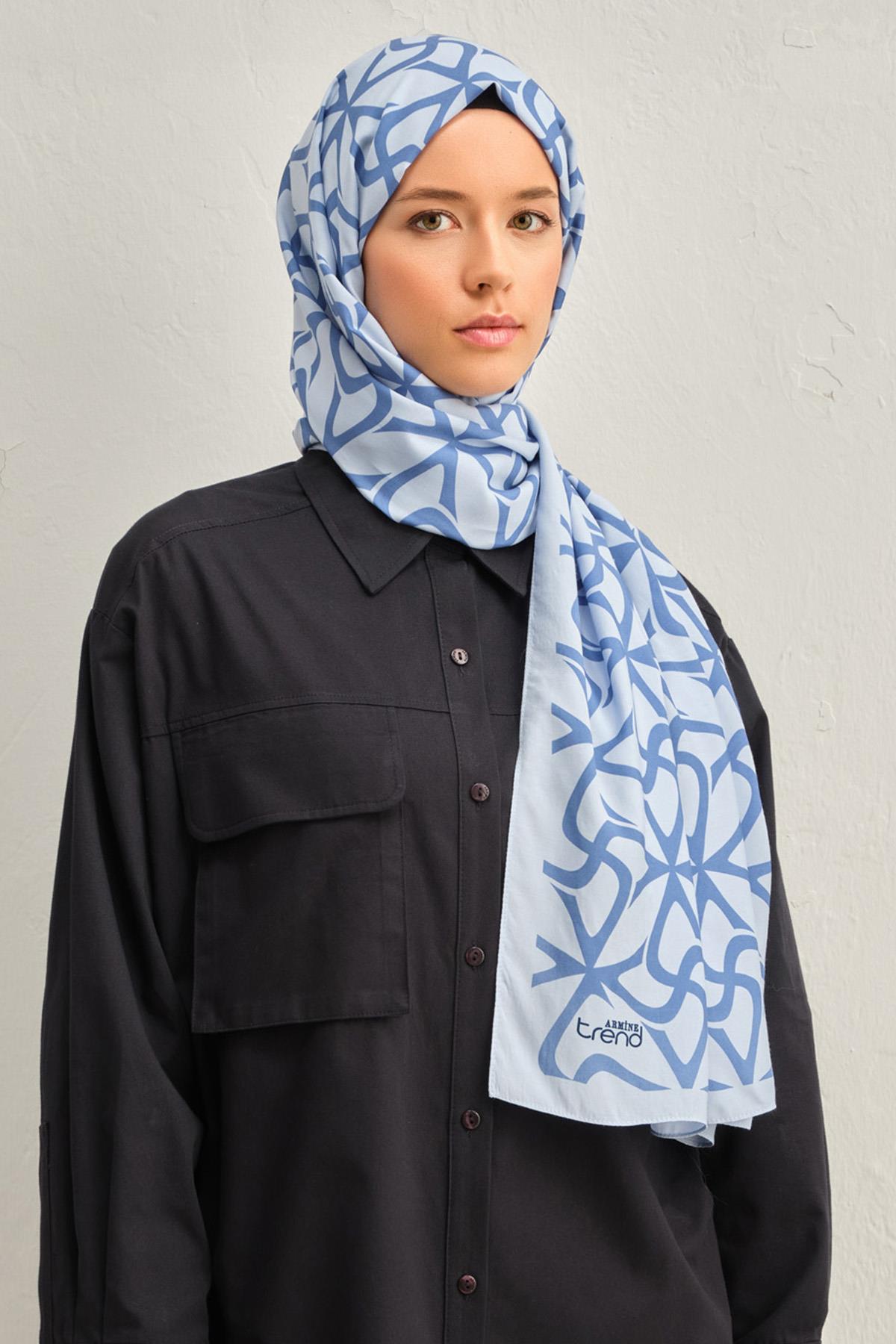 Armine Defne Floş Viskon Şal - 13 - İndigo