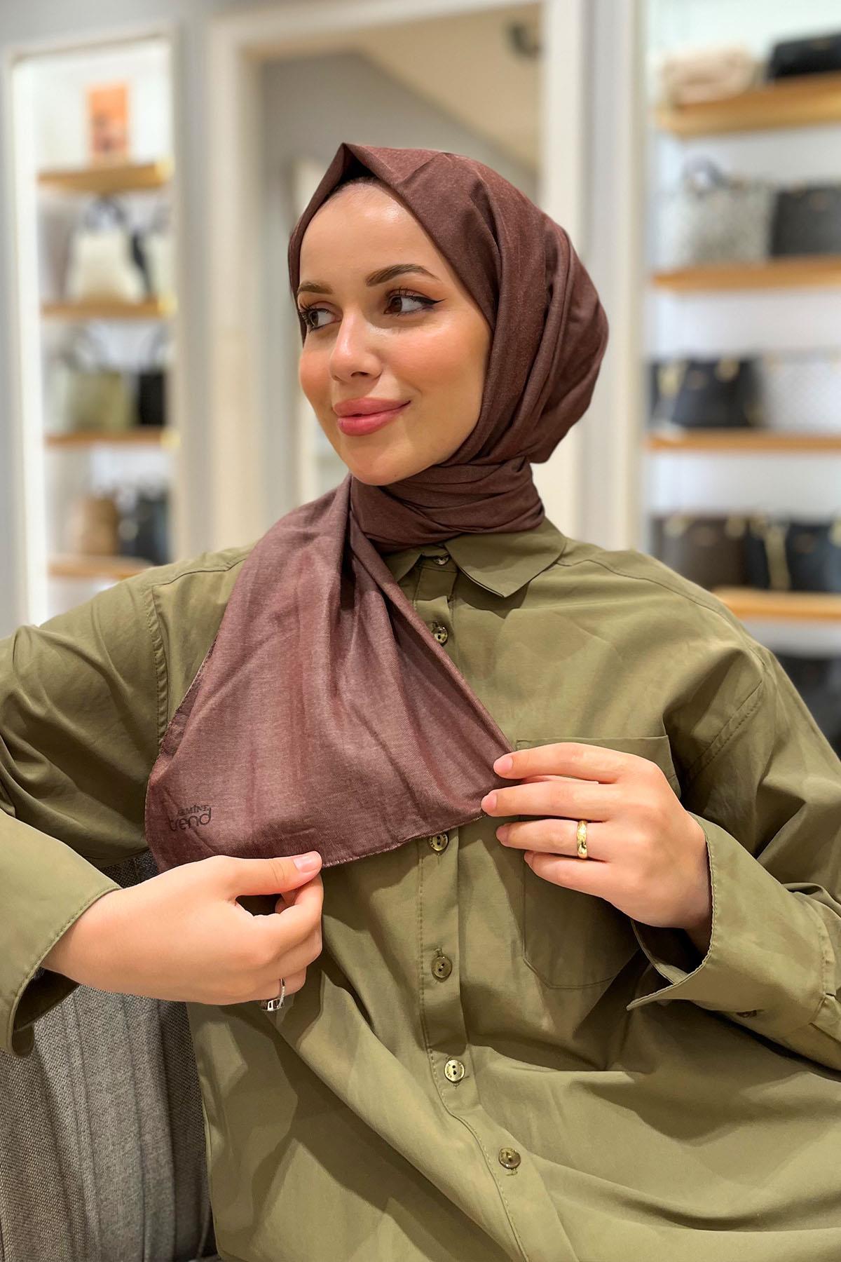 Armine Düz Renk, Pamuklu Seher Şal - 24052 - Kahverendi