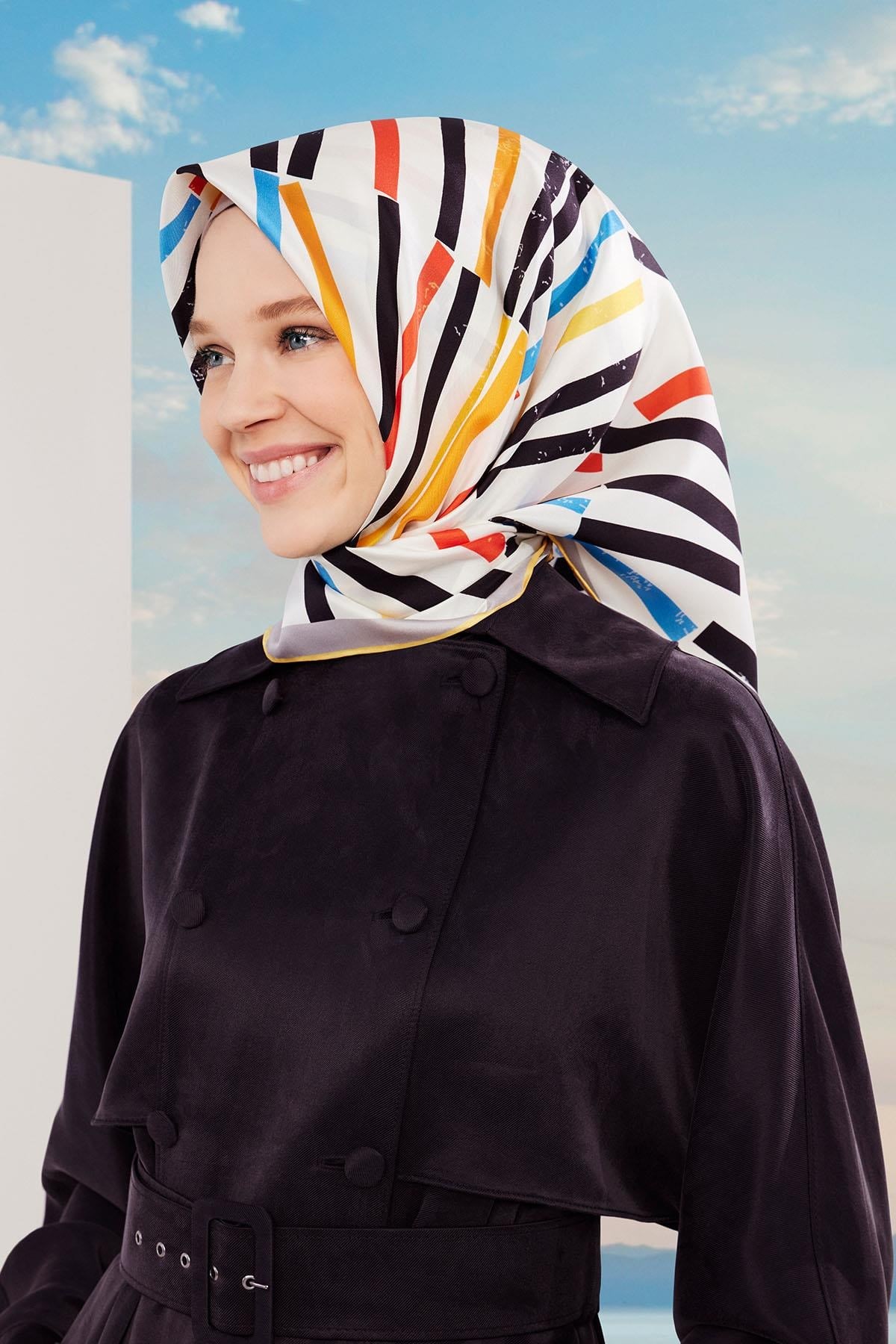 Armine Hafif Defolu İpek Eşarp - 9101D-09 - Tivil - C370