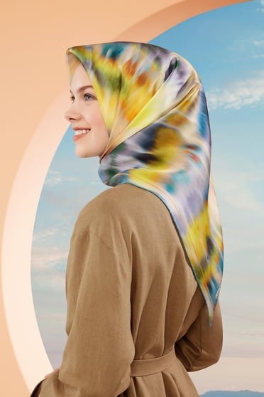 Armine Hafif Defolu İpek Eşarp - 9136D-82 - Tivil - C483