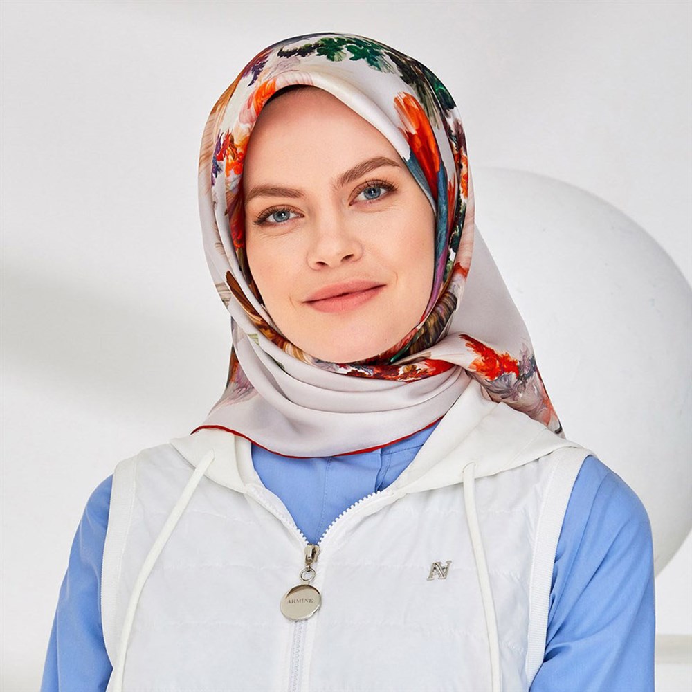 Armine İpek Eşarp 2020 İlkbahar-Yaz - 8337D 02 - Sura - Havai Çiçek Modeli