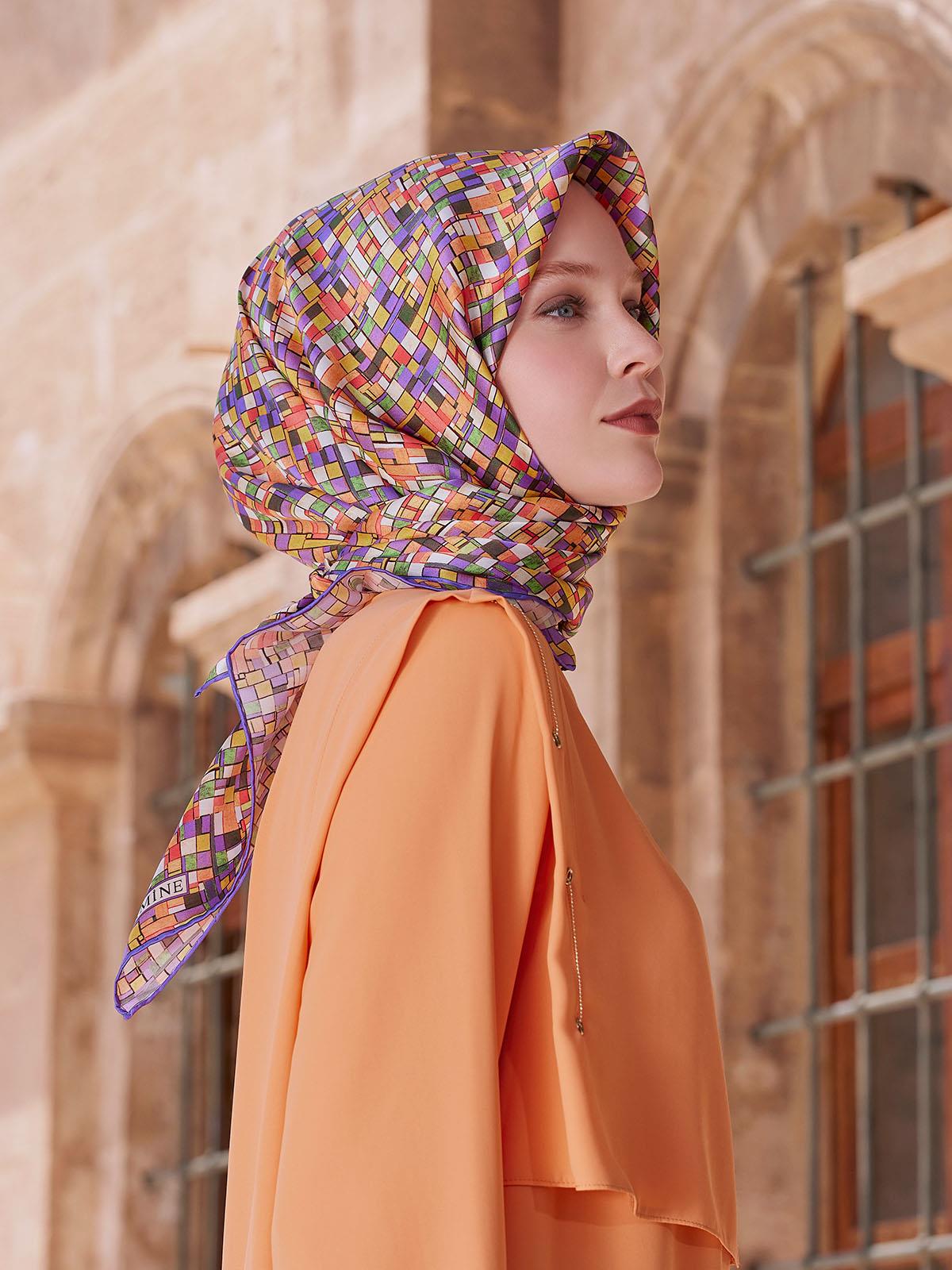 Armine İpek Eşarp 2023/2024 Sonbahar Kış - 9004D-04 - Sura - Mozaik Desen