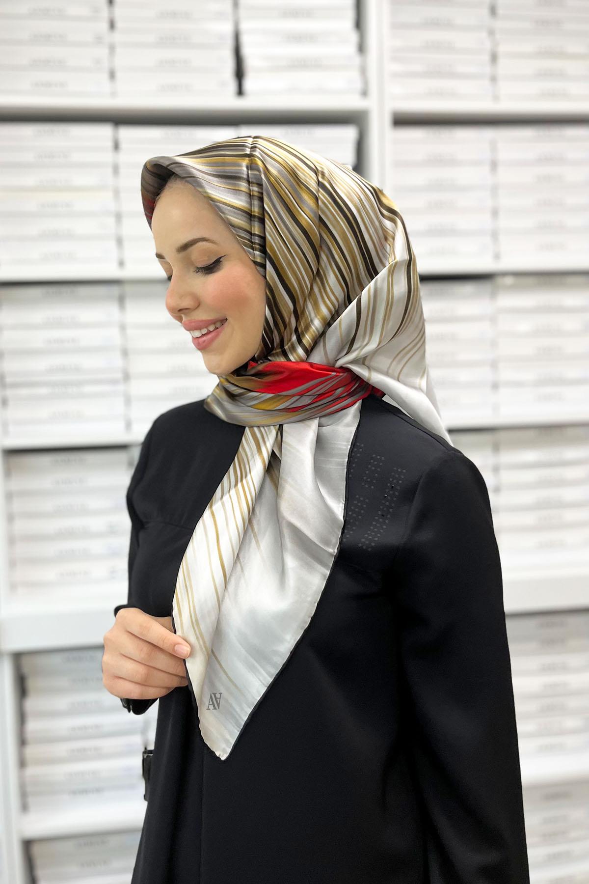 Armine İpek Eşarp - Nostalji Serisi - 8956D-33 - Tivil