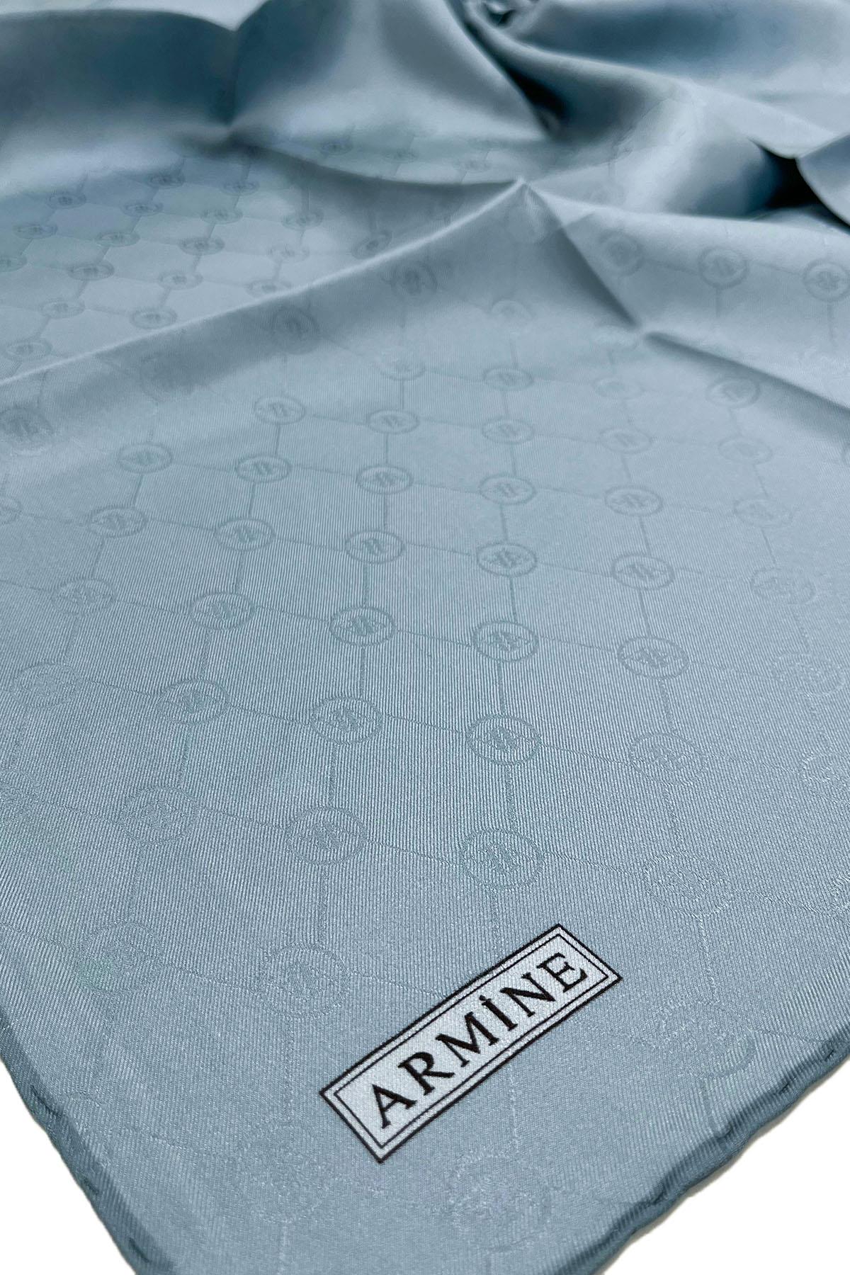 Armine Jakarlı İpek Eşarp - 174021 - İndigo