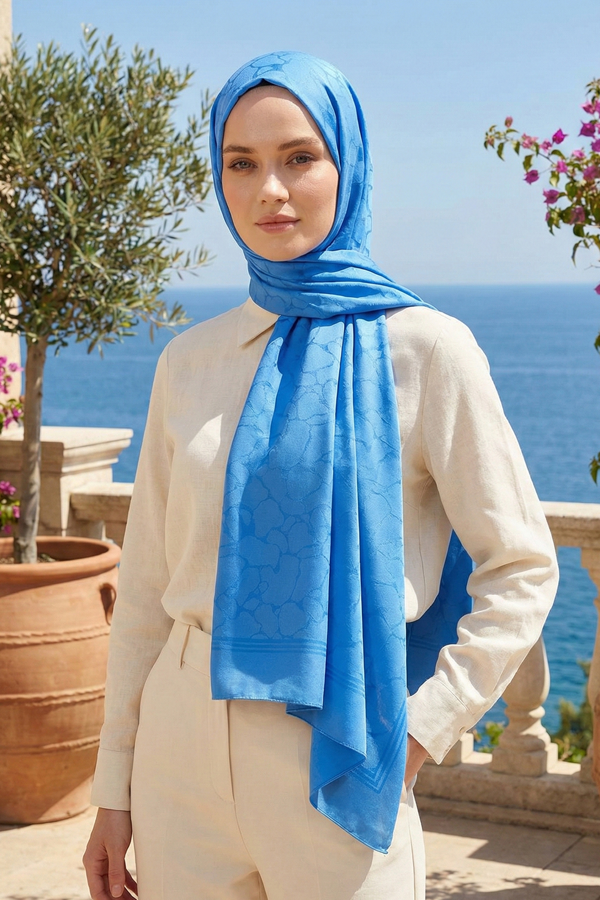 Armine Jakarlı Safir Şal - AT1SFR - 34 - Mavi
