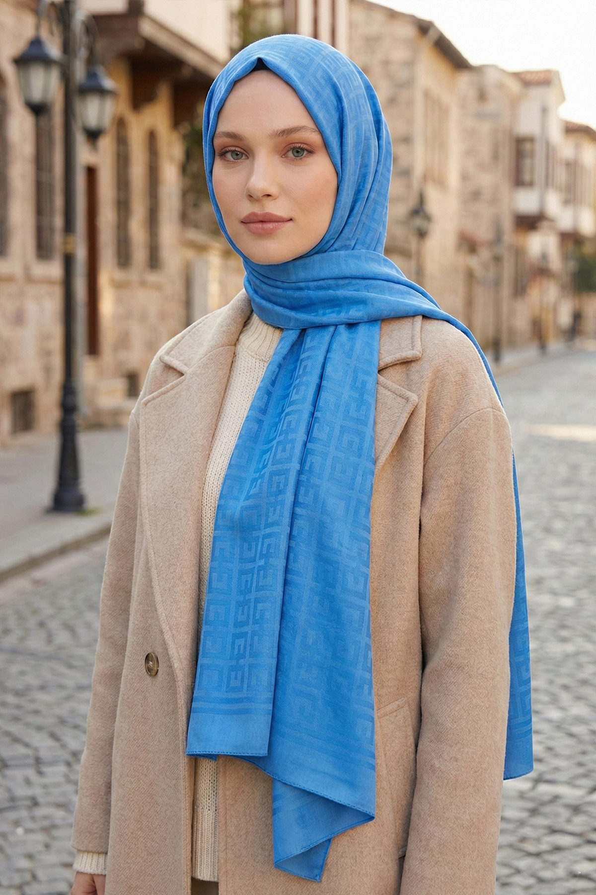 Armine Jakarlı Safir Şal - AT2SFR - 34 - Mavi