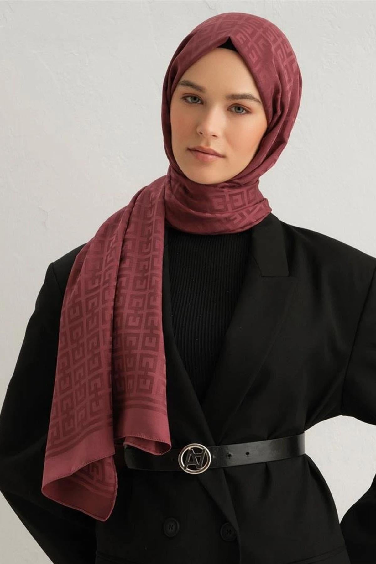 Armine Jakarlı Safir Şal - AT2SFR - 53 - Bordo