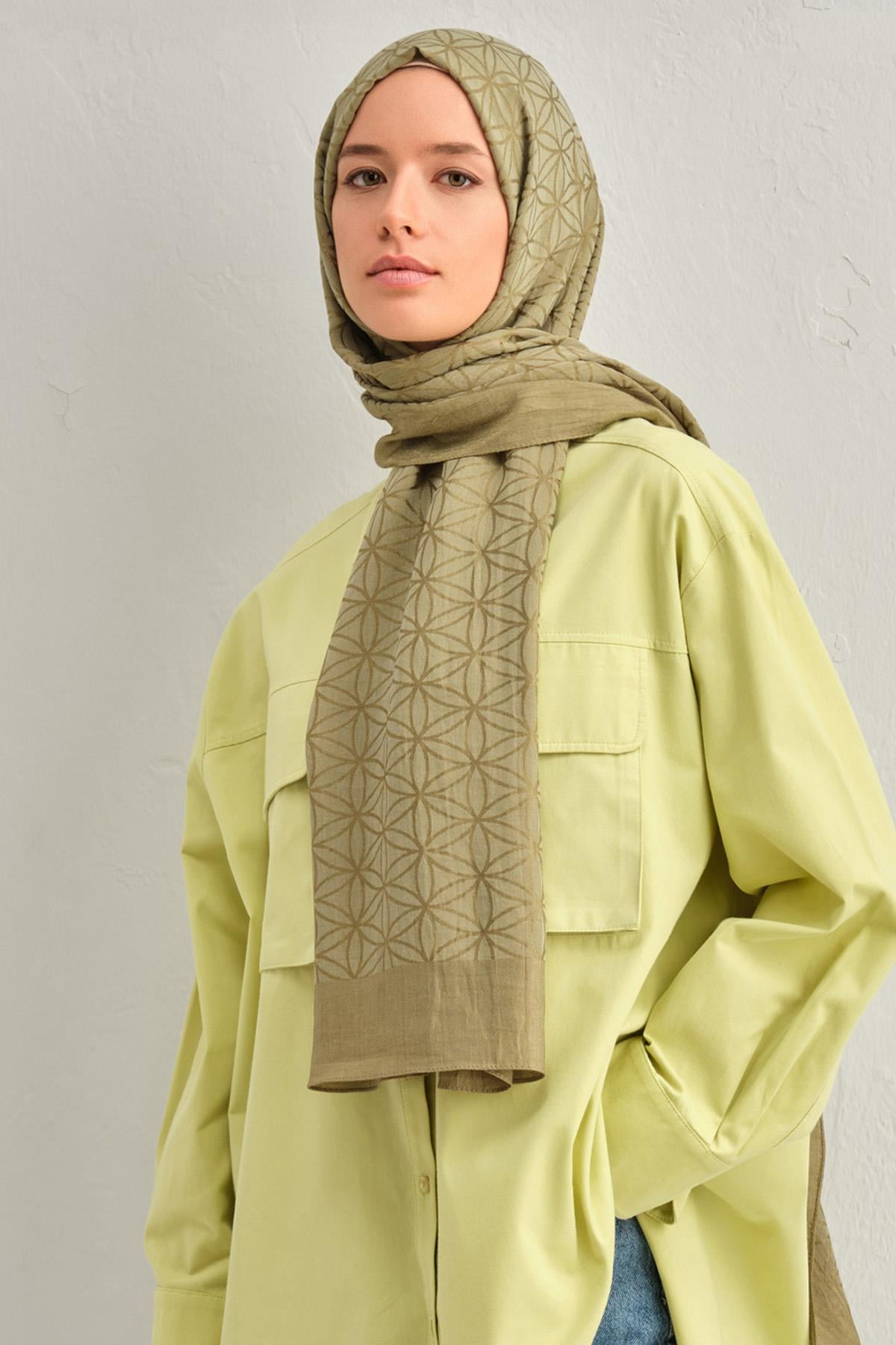 Armine Lyocell Şal 4 - Yıldız Desen - 1113-21 - Yeşil