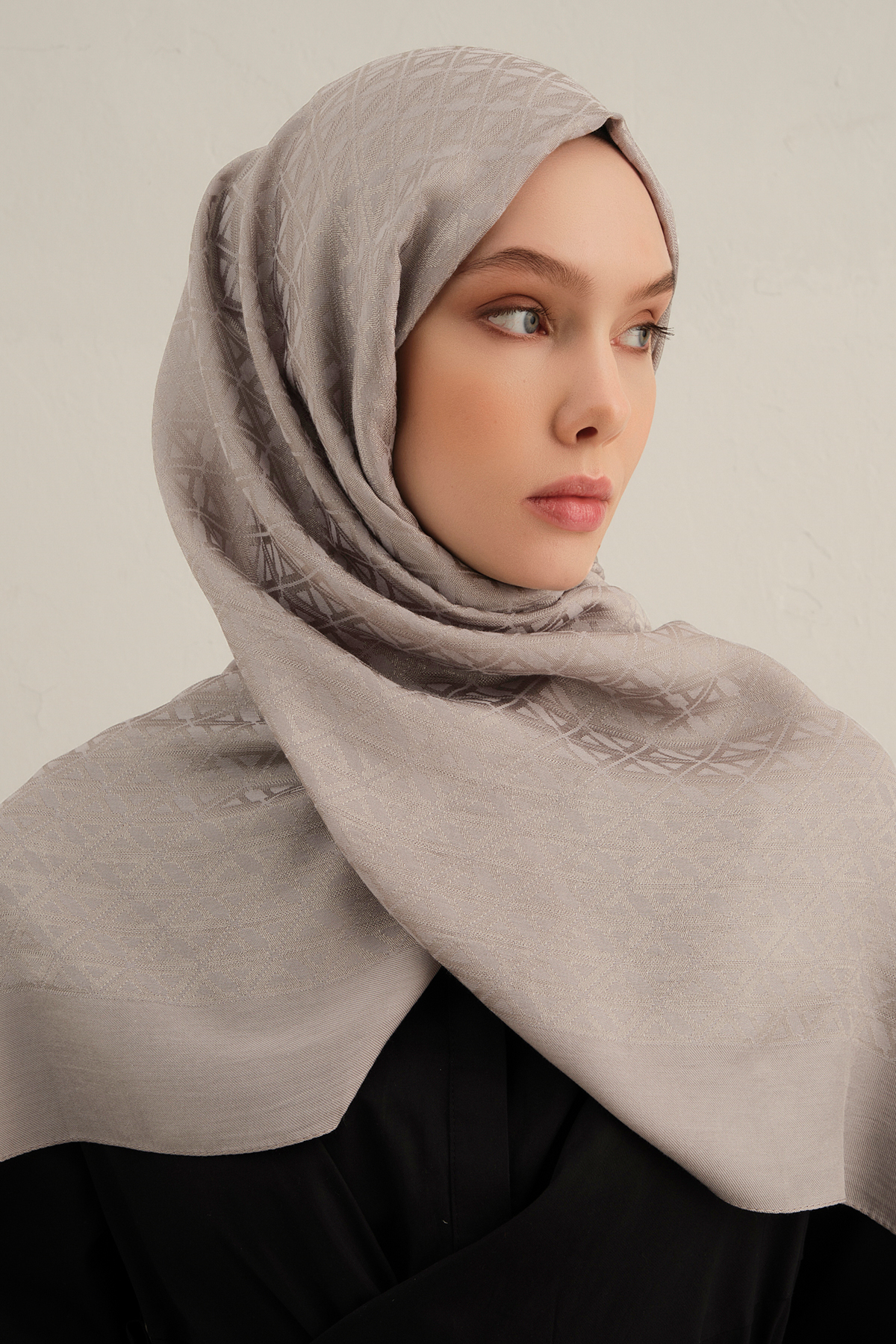 Armine Lyocell Şal - Çift A Logo Desen - ALY5-07 - Açık Vizon