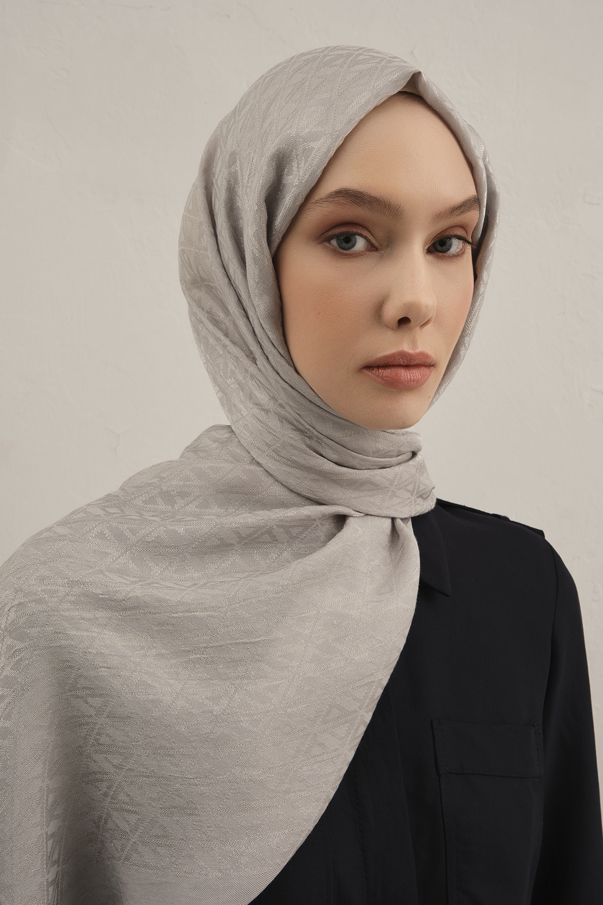 Armine Lyocell Şal - Çift A Logo Desen - ALY5-23 - Gümüş