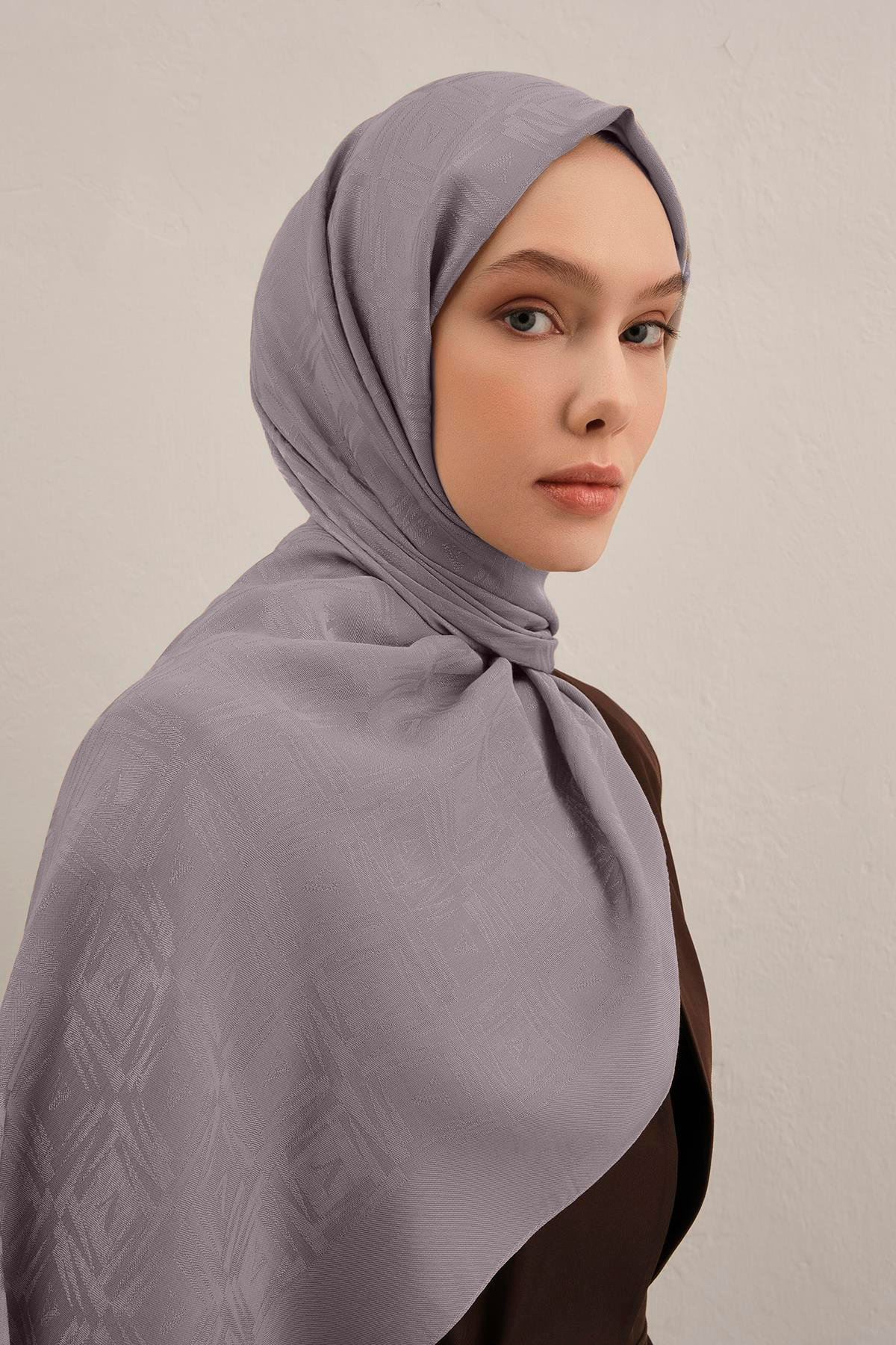 Armine Lyocell Şal - Logo Desen - ALY6-20 - Vizon