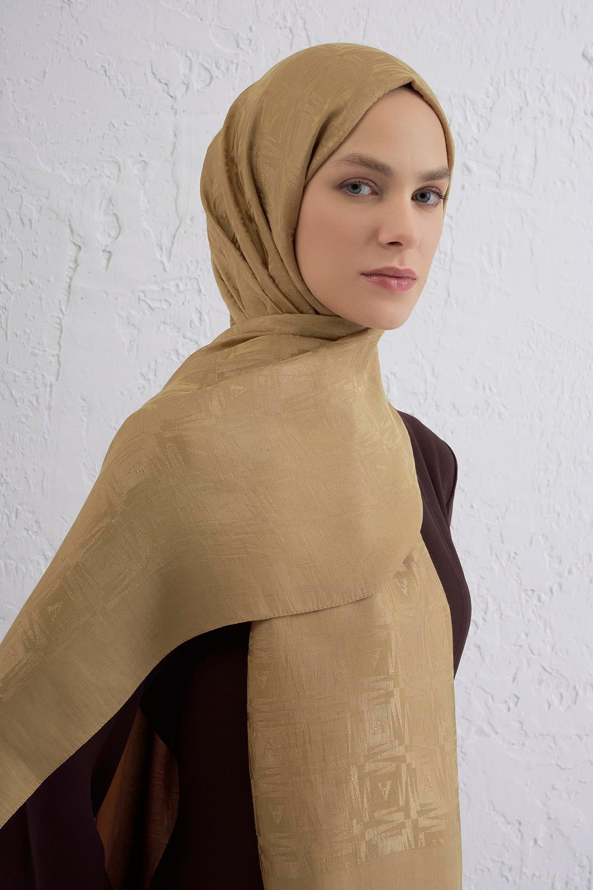 Armine Lyocell Şal - Logo Desen - ALY6-70 - Gold