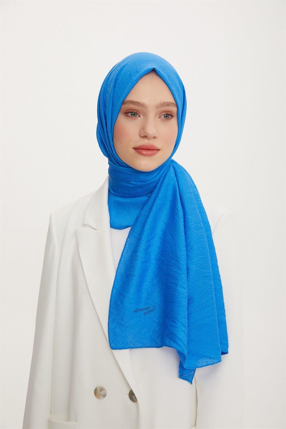 Armine Outlet, Organik Koton Şal - 561 - Mavi