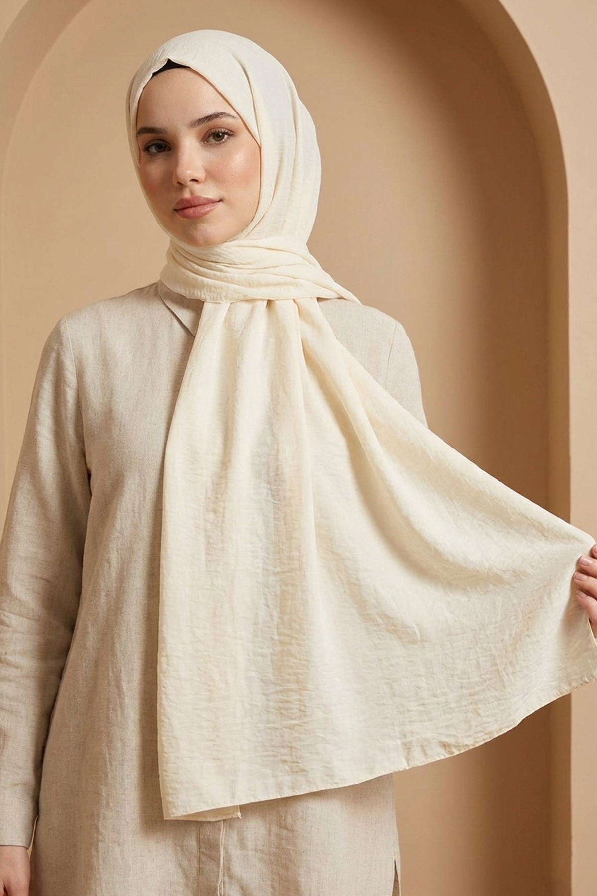 Armine Soft Vual Şal - 46 - Krem