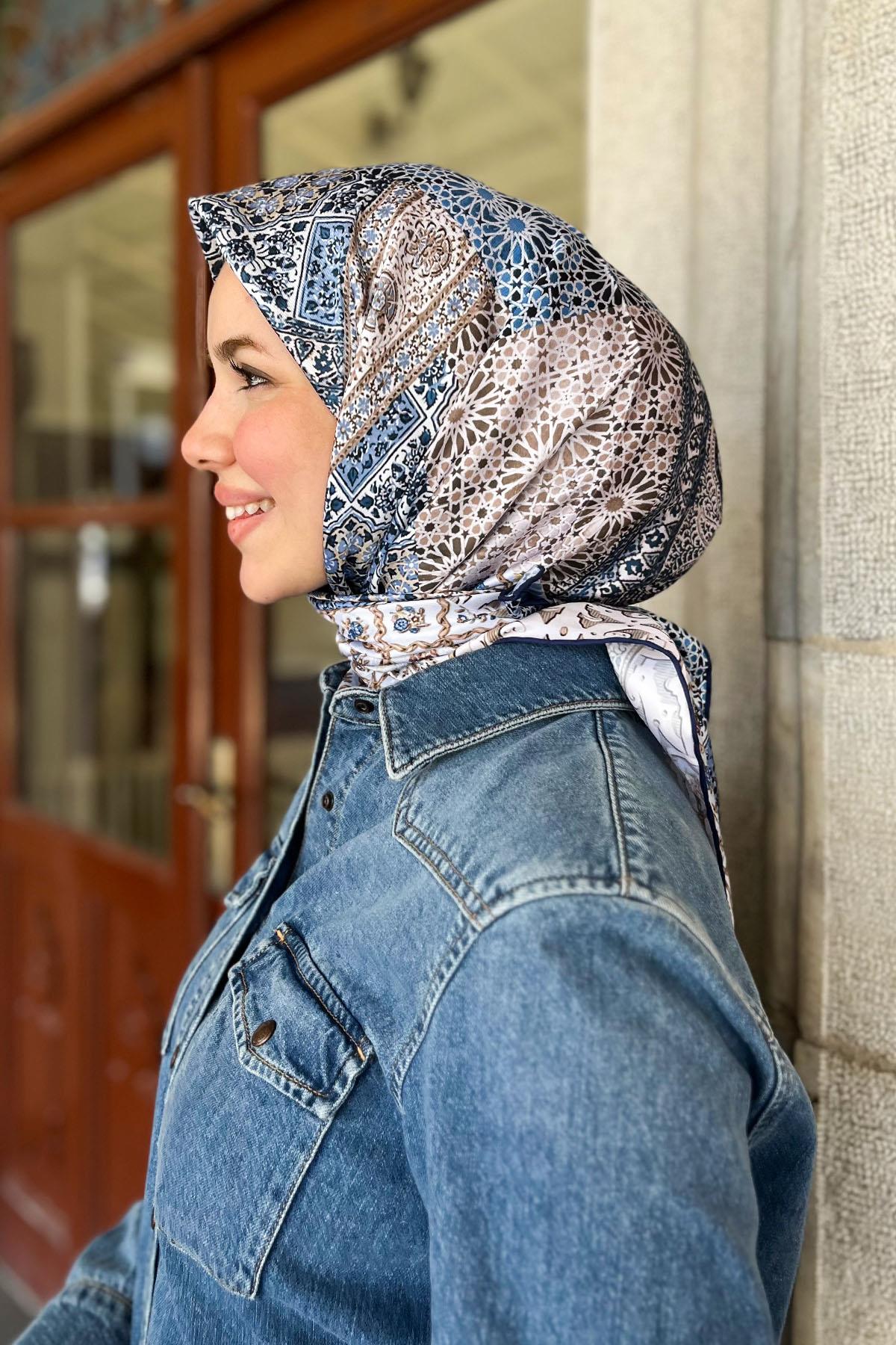 Armine Sport Eşarp - 8330P-108 - Tivil - Etnik Şal Deseni