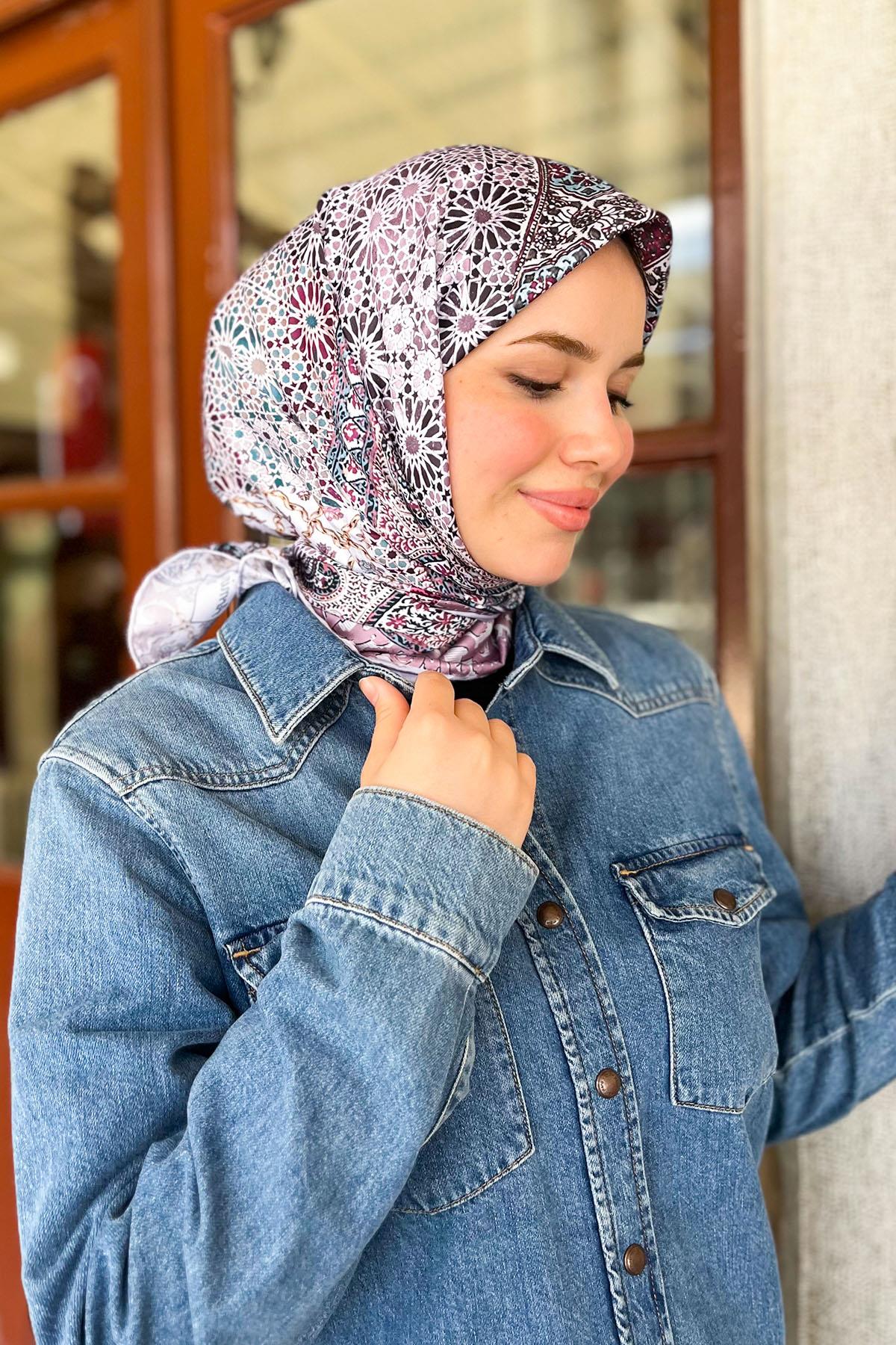 Armine Sport Eşarp - 8330P-84 - Tivil - Etnik Şal Deseni