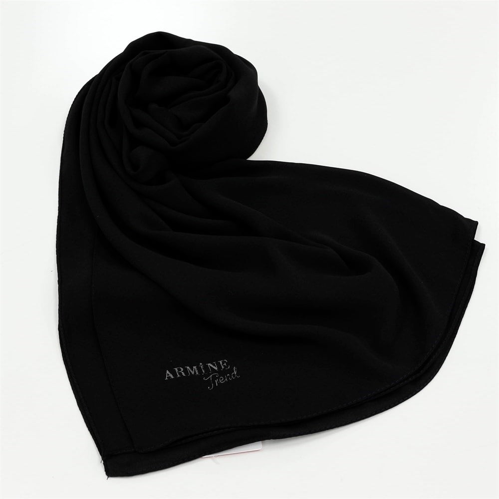 Armine Trend Crep Şal Düz Renk  - 1 - Siyah