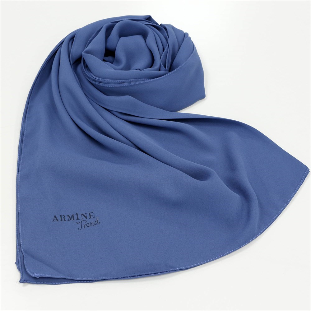 Armine Trend Crep Şal Düz Renk  - 22 - İndigo