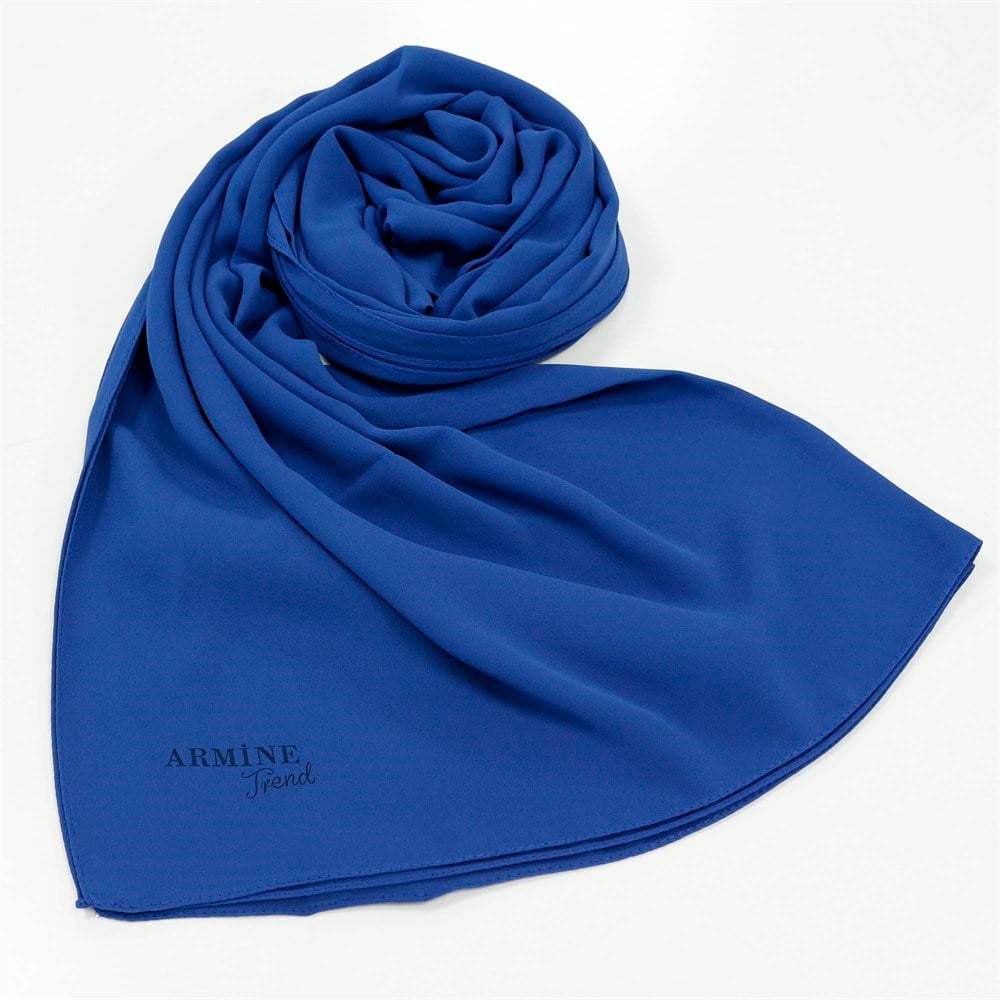 Armine Trend Crep Şal Düz Renk  - 23 - Saks Mavi