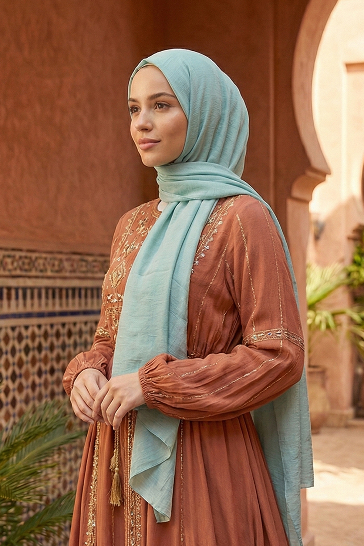 Armine Trend Krinkıl Şifon Şal - ATSKRN-33 - Mint Yeşili