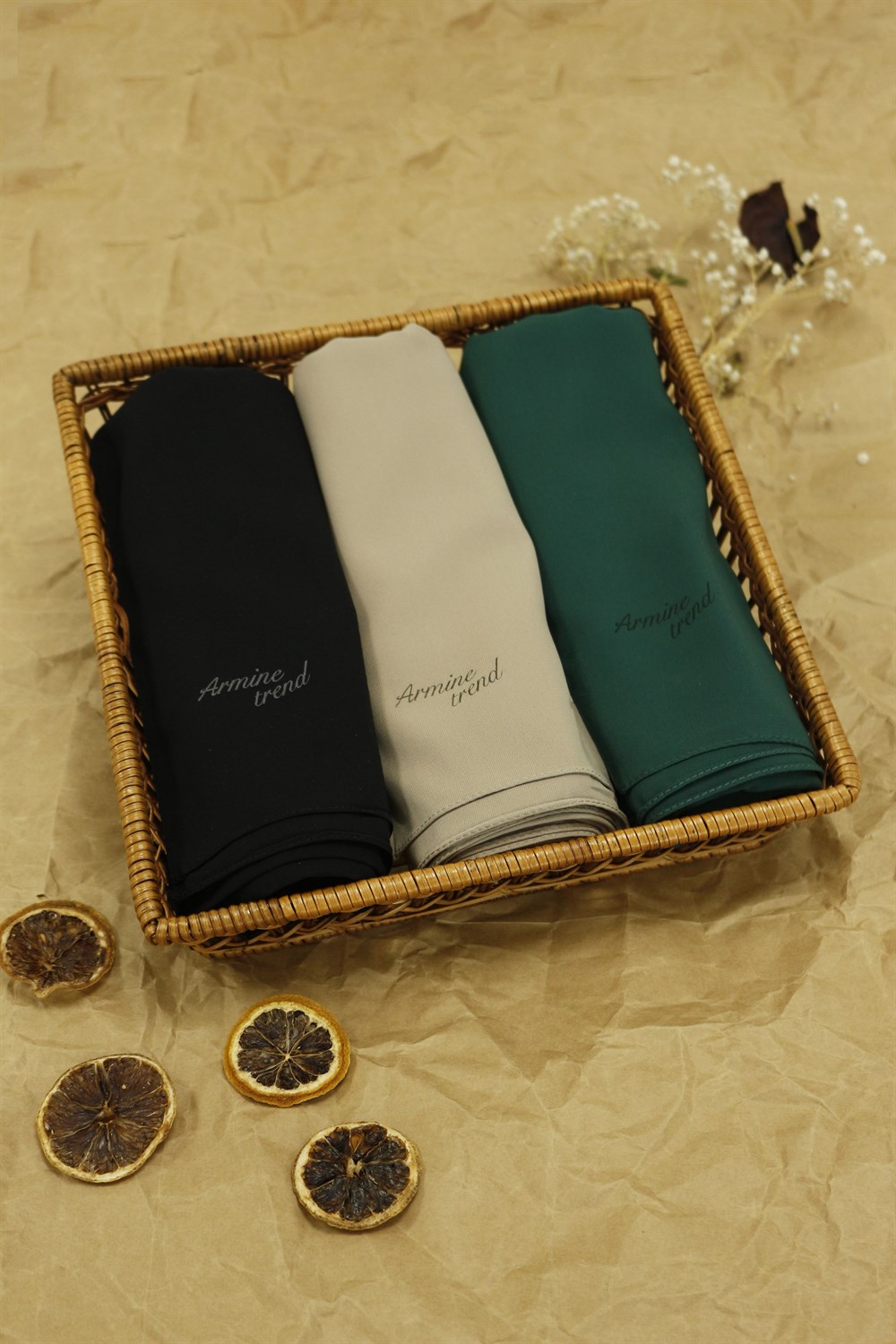 Armine Trend Medine İpeği Şal - 3'lü Set - ATSMIS-1001-1016-1037