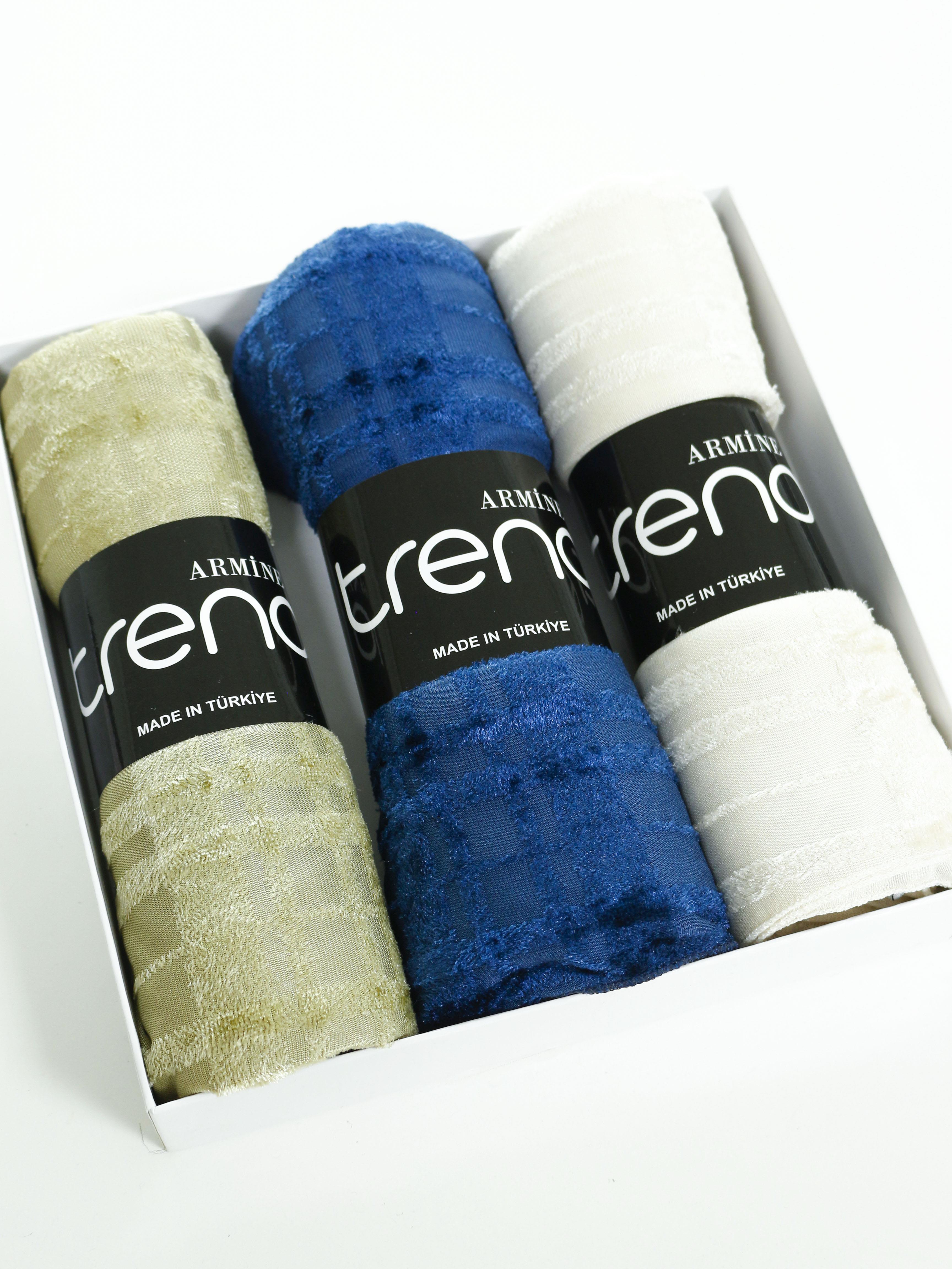 Armine Trend Örme Şal 3 - ATS3OR - 3'lü Set - Açık Yeşil, Mavi, Taş Rengi