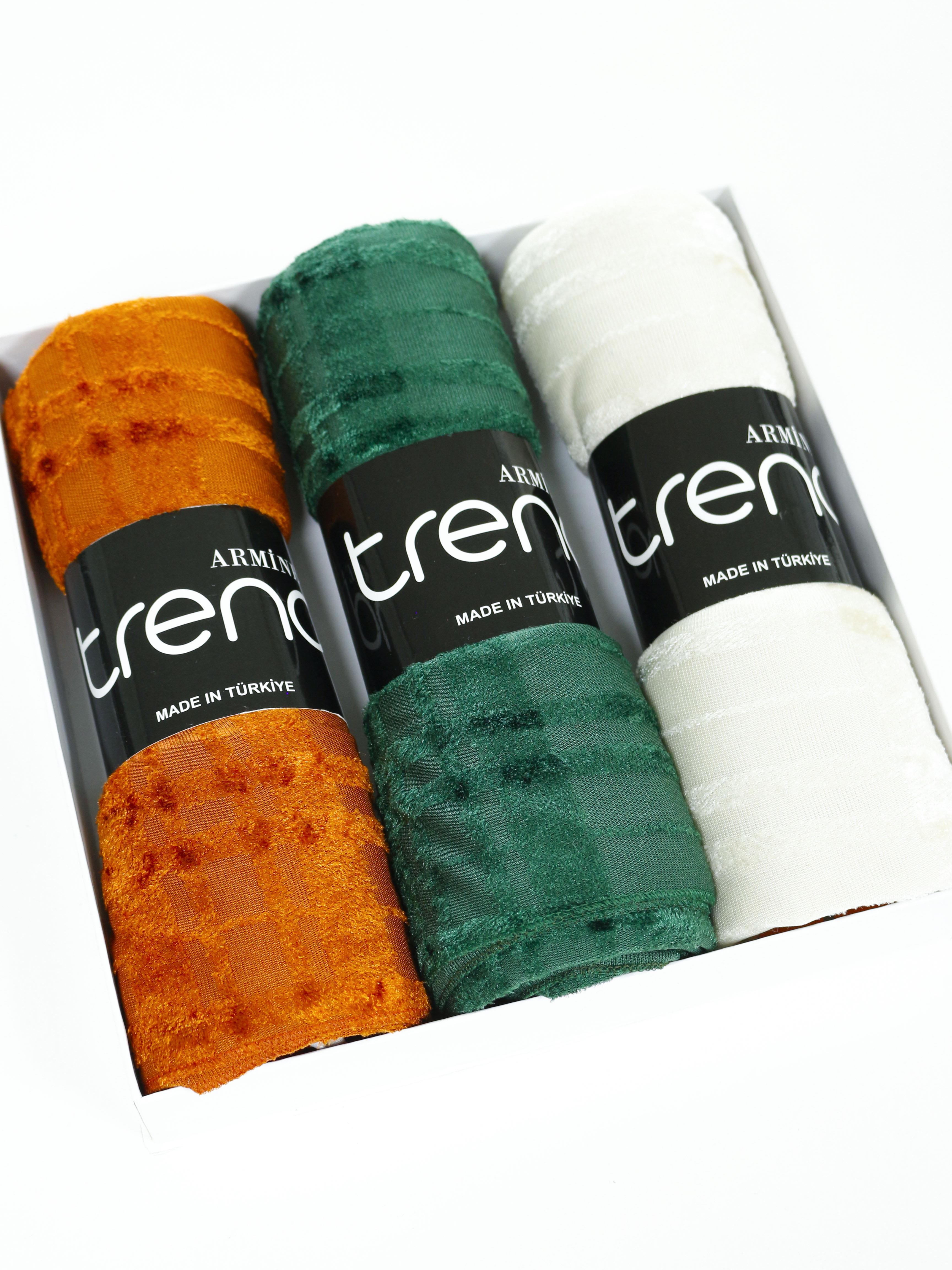 Armine Trend Örme Şal 3 - ATS3OR - 3'lü Set - Turuncu, Zümrüt Yeşili, Taş Rengi
