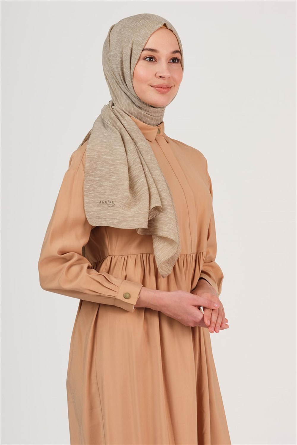Armine Trend Simli Buse Şal  - Çiğ Badem  - Çiğ Badem