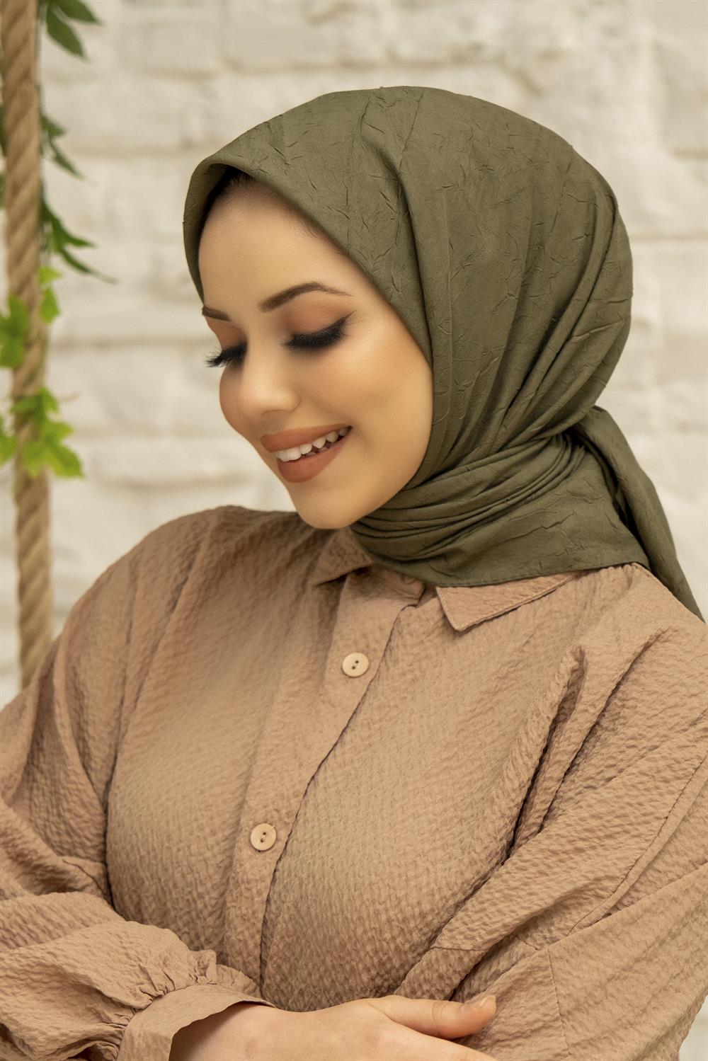 Bambu Kraş Eşarp - SEBKE52 - Haki