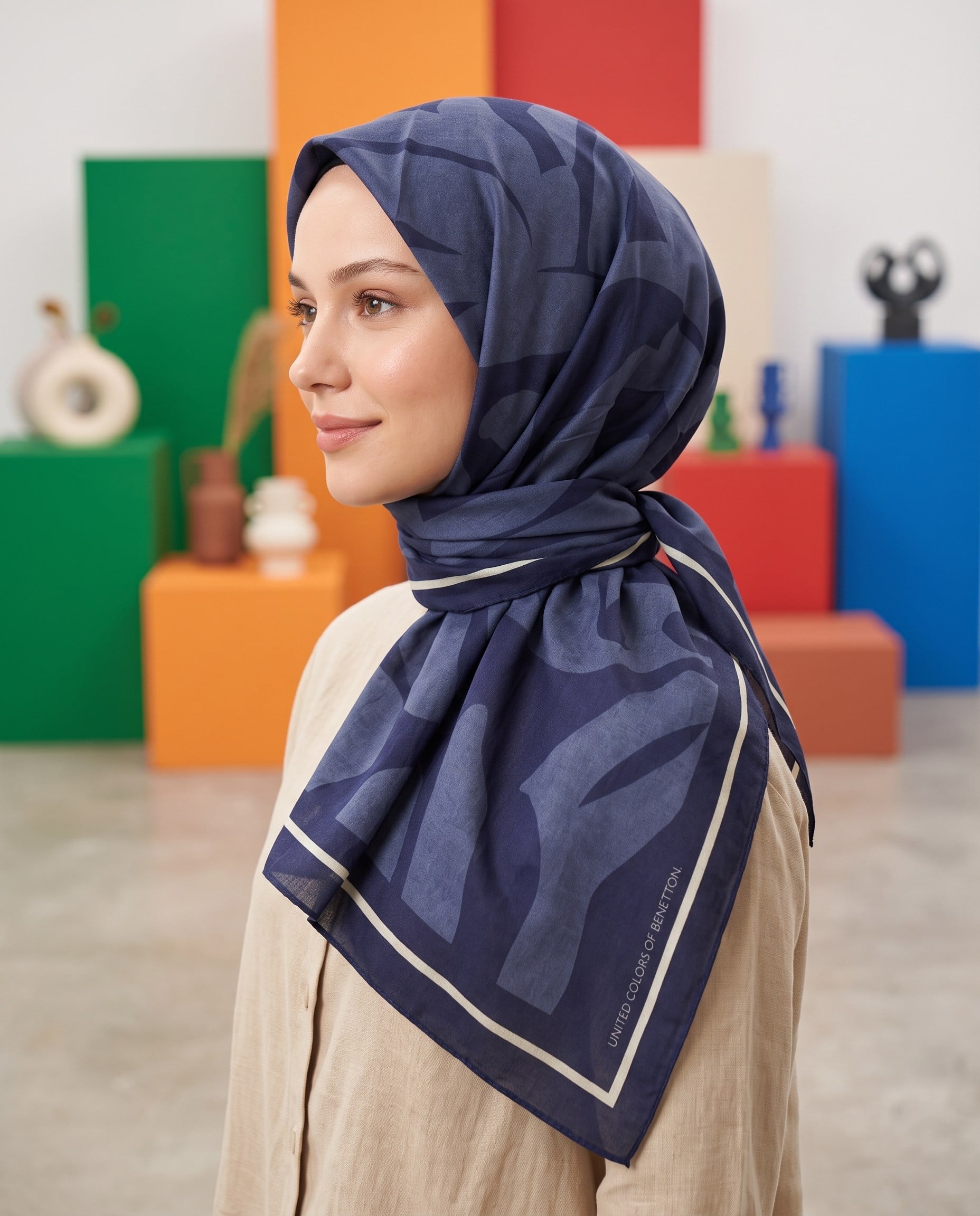 Benetton Viskon Eşarp - Siena - 1039-003 - Lacivert