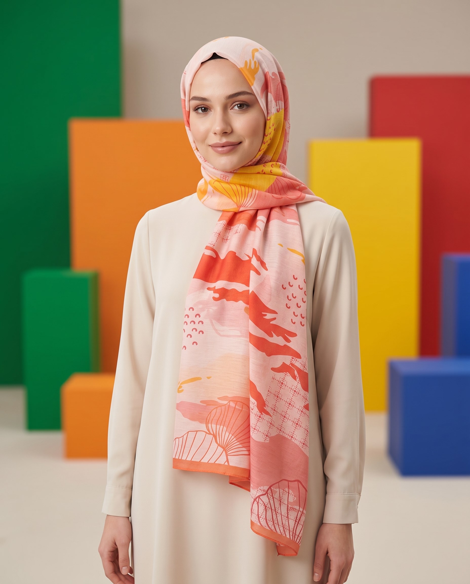 Benetton Viskon Şal - Fiore - 1010-019 - Somon