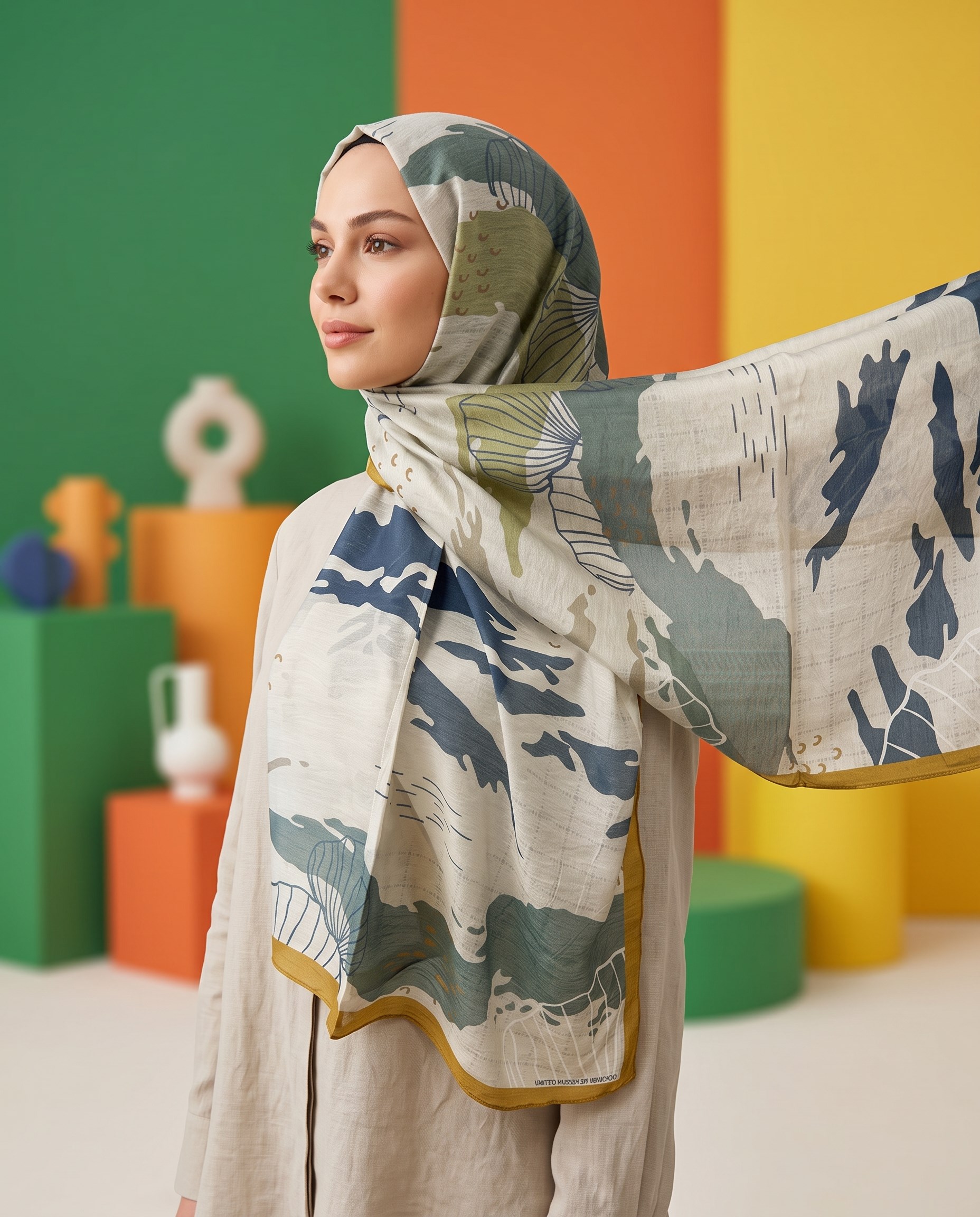Benetton Viskon Şal - Fiore - 1010-050 - Hardal
