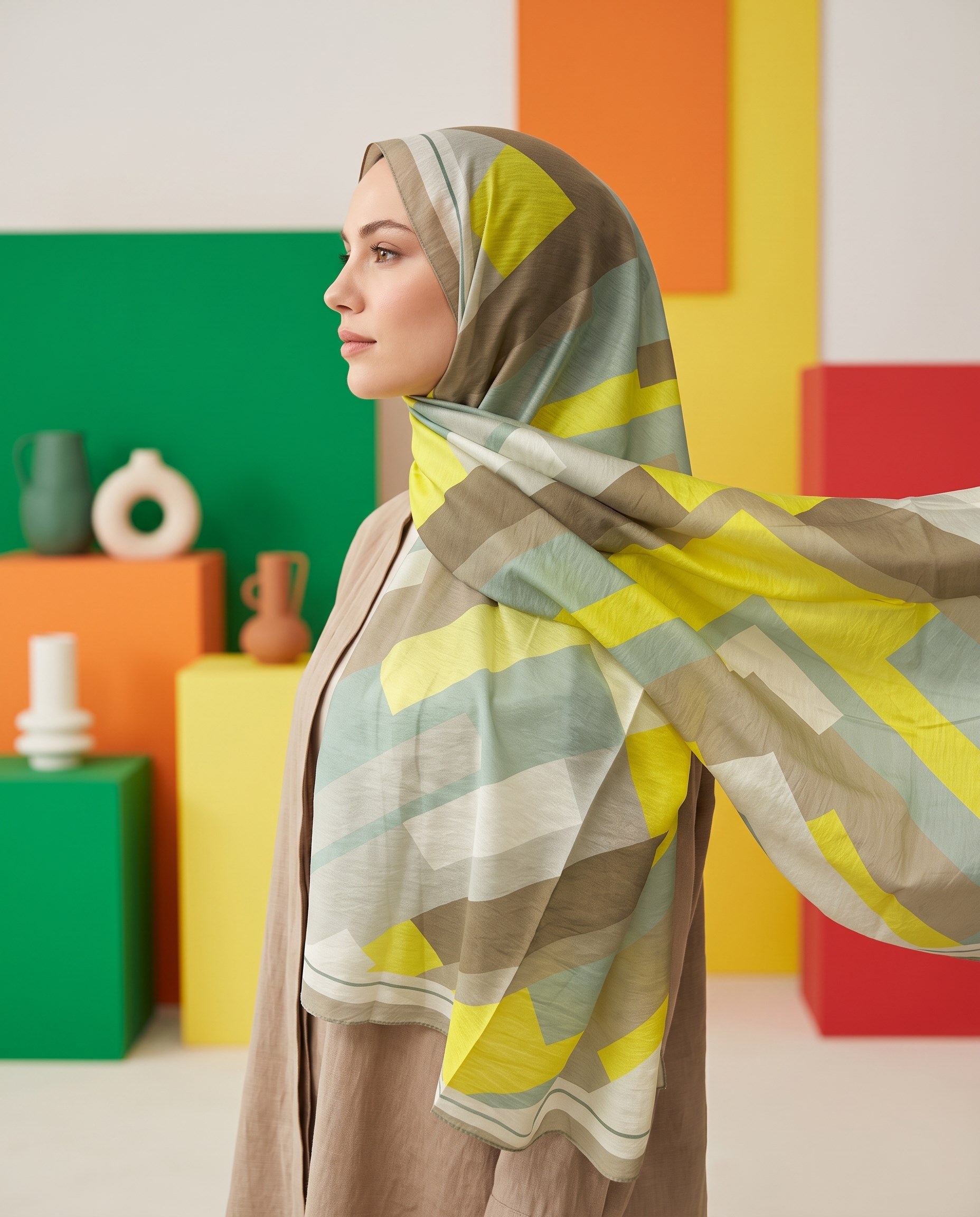 Benetton Viskon Şal - Fiore - 1012-014 - Çağla Yeşili