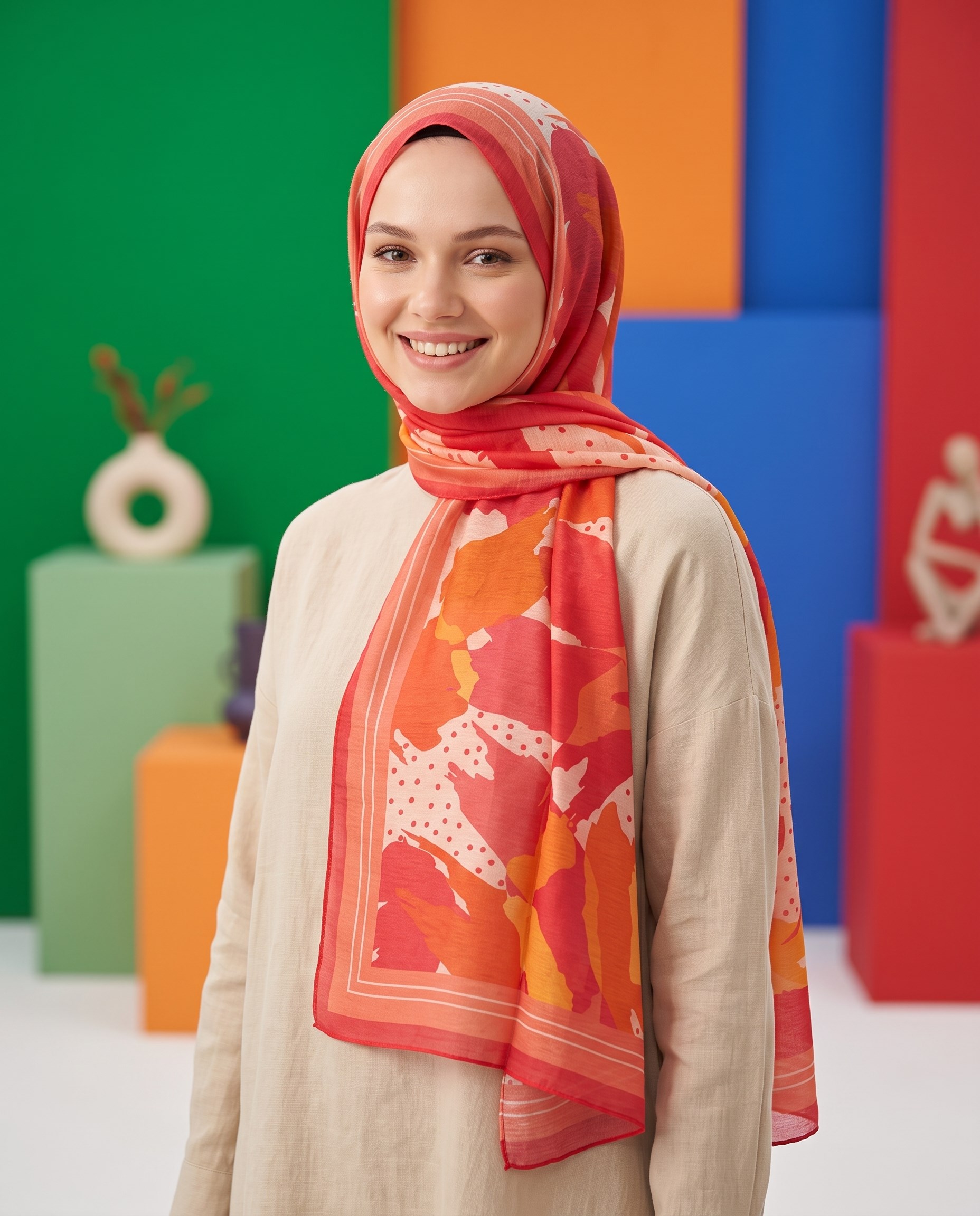 Benetton Viskon Şal - Fiore - 1013-040 - Şeftali