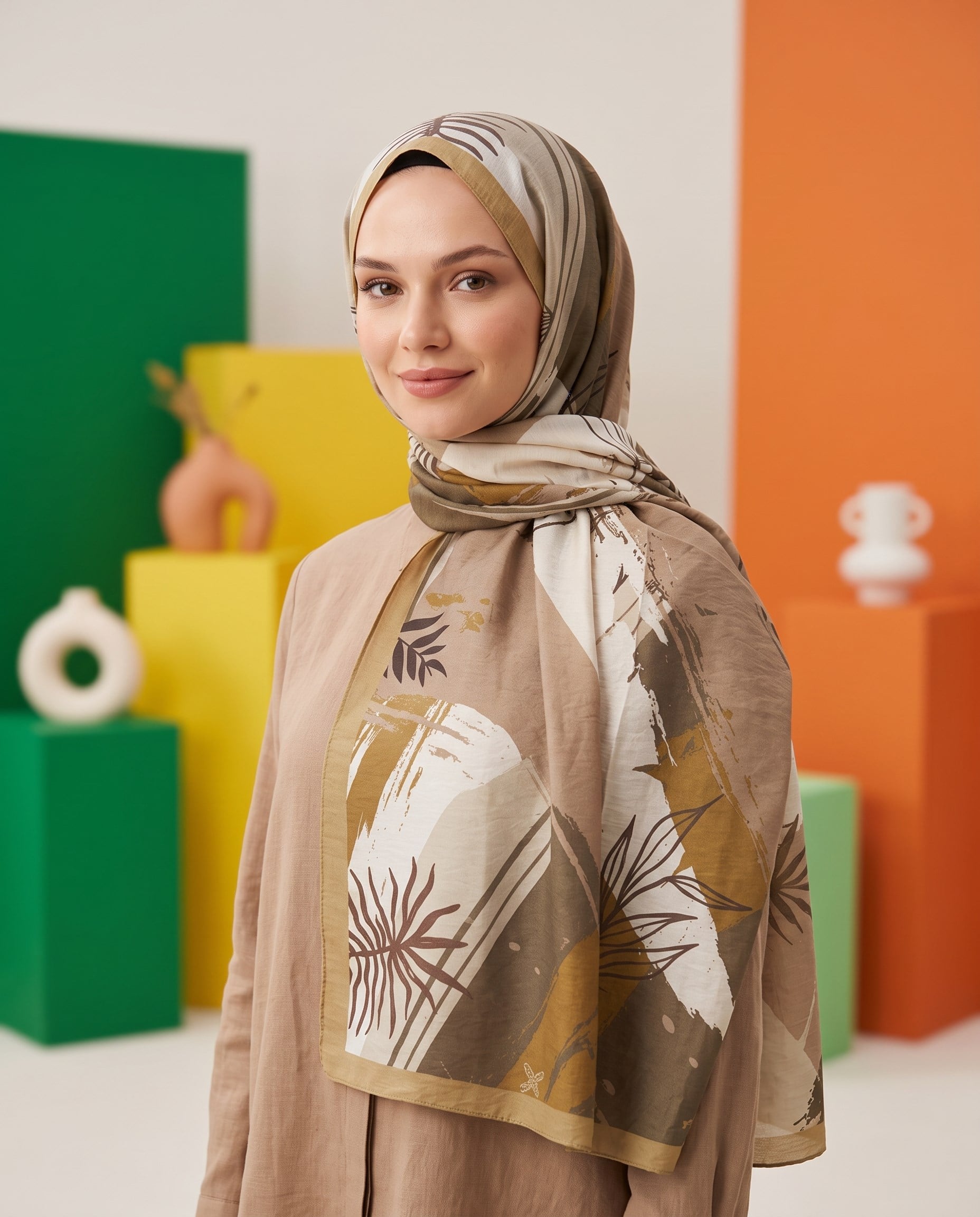 Benetton Viskon Şal - Fiore - 1014-025 - Vizon