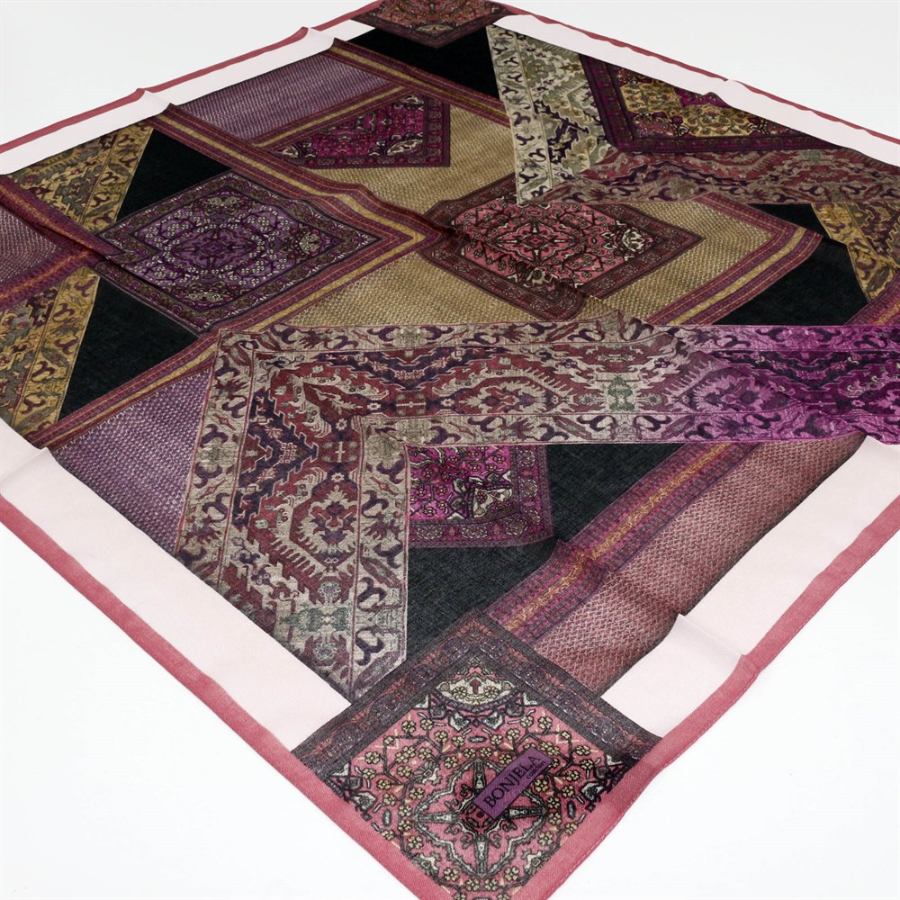 Bonjela Comfort Otantik Desen Keten Eşarp - 11437-Pembe