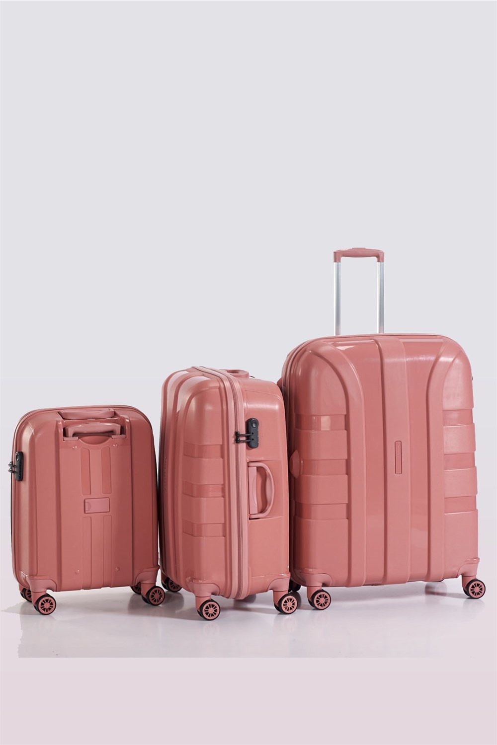 Cap Polo's 3'lü Valiz Seti - PP500618 - Koyu Pembe