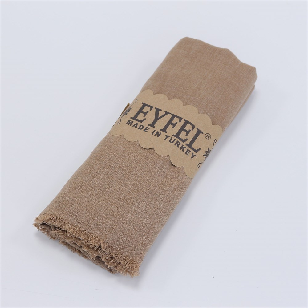 Eyfel %100 Pamuk Şal - Camel