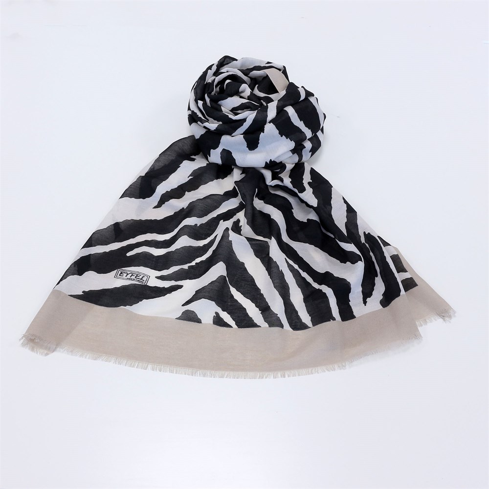 Eyfel Pamuklu Şal - EF07 - Zebra Desen - Taş Kenar